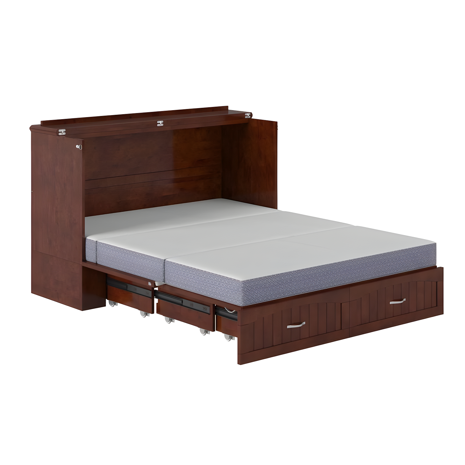 Queen Southampton Murphy Bed Chest with USB Turbo Charger Walnut - AFI: Space-Saving, Hardwood Frame, No Box Spring Needed