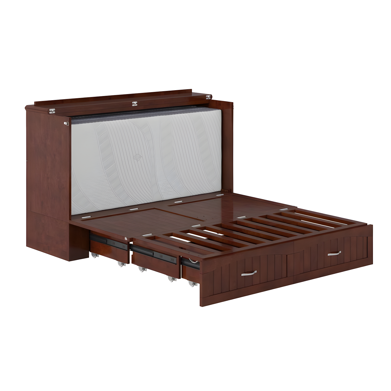 Queen Southampton Murphy Bed Chest with USB Turbo Charger Walnut - AFI: Space-Saving, Hardwood Frame, No Box Spring Needed