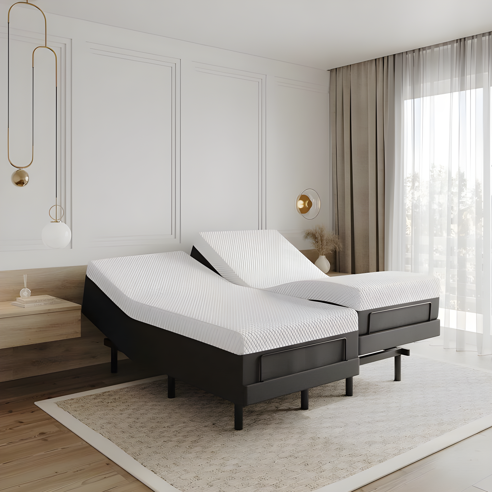 Clara Clark Clara Clark Massaging Zero Gravity, Zero Clearance Adjustable Bed with Wireless Remote, USB Ports & LED Lights