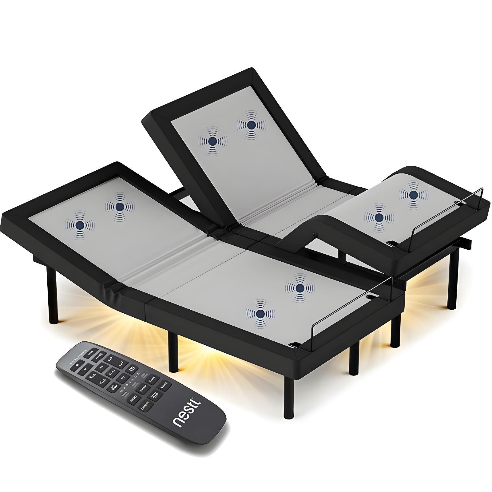 Clara Clark Clara Clark Massaging Zero Gravity, Zero Clearance Adjustable Bed with Wireless Remote, USB Ports & LED Lights