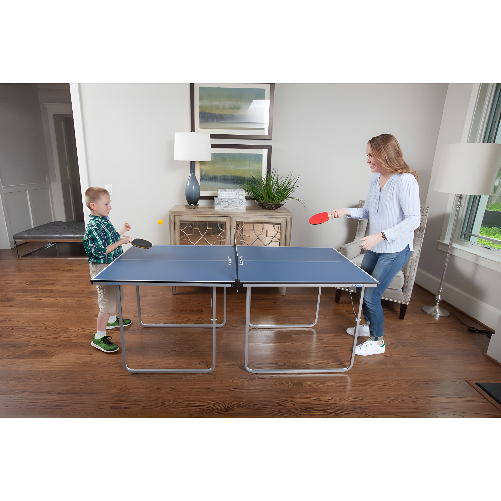 JOOLA Midsize Table Tennis Table - Mini Ping Pong Table and Foldable Game Table for Board Games, Puzzles - Card Table for Kids Playroom and Teens