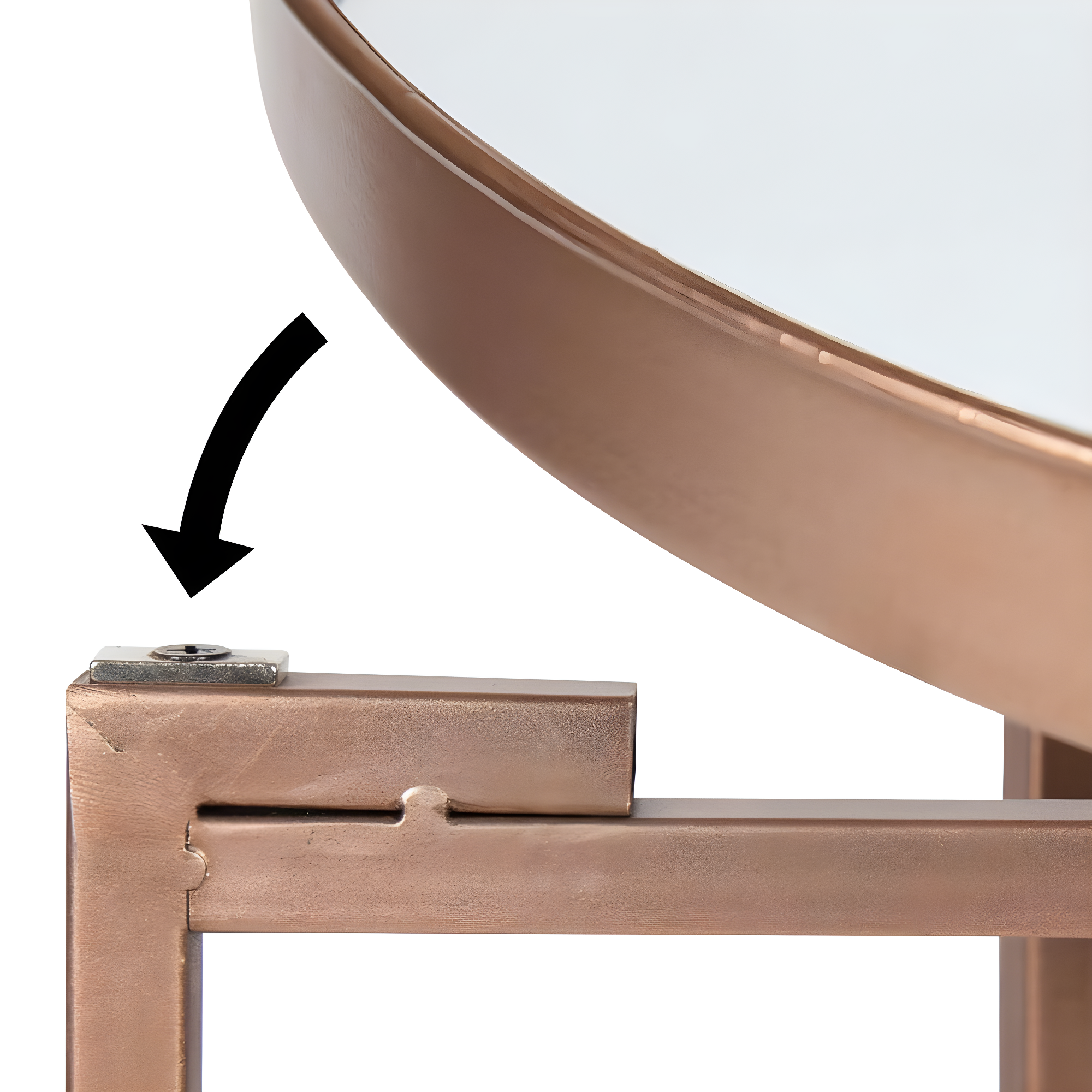 Kate and Laurel Celia Round Metal Foldable Coffee Table with Mirrored Tray Top, Rose Gold