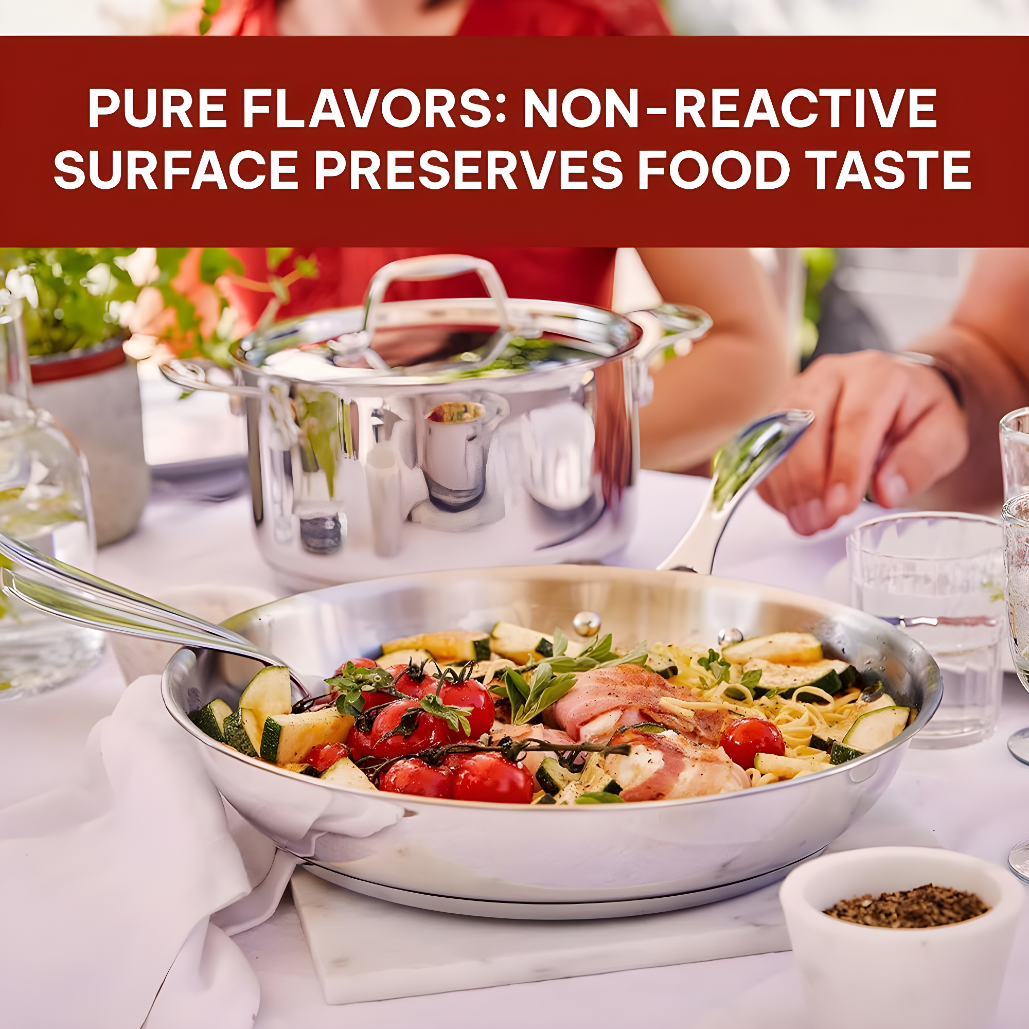 Alva Alva Chef Stainless Steel Frying Pan Skillet Non Toxic Cookware Stainless Steel Skillet PFAS, PFOA & PFTE Free, for Cooking Pan Set, Induction Safe, Add to Your Pots and Pans Set Cookware