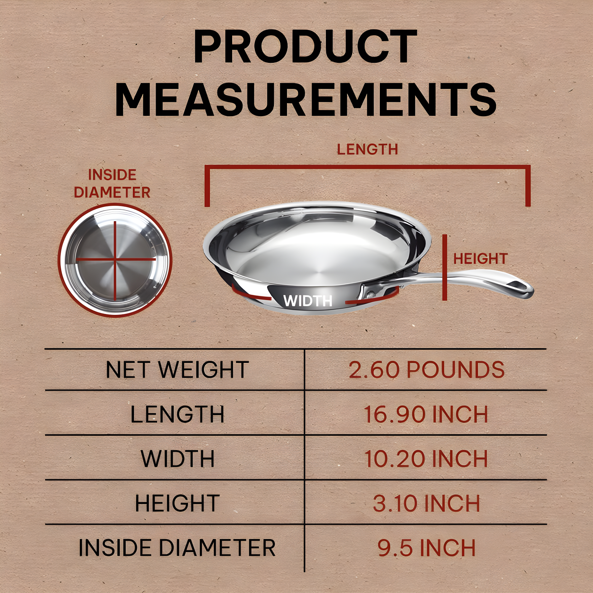 Alva Alva Chef Stainless Steel Frying Pan Skillet Non Toxic Cookware Stainless Steel Skillet PFAS, PFOA & PFTE Free, for Cooking Pan Set, Induction Safe, Add to Your Pots and Pans Set Cookware