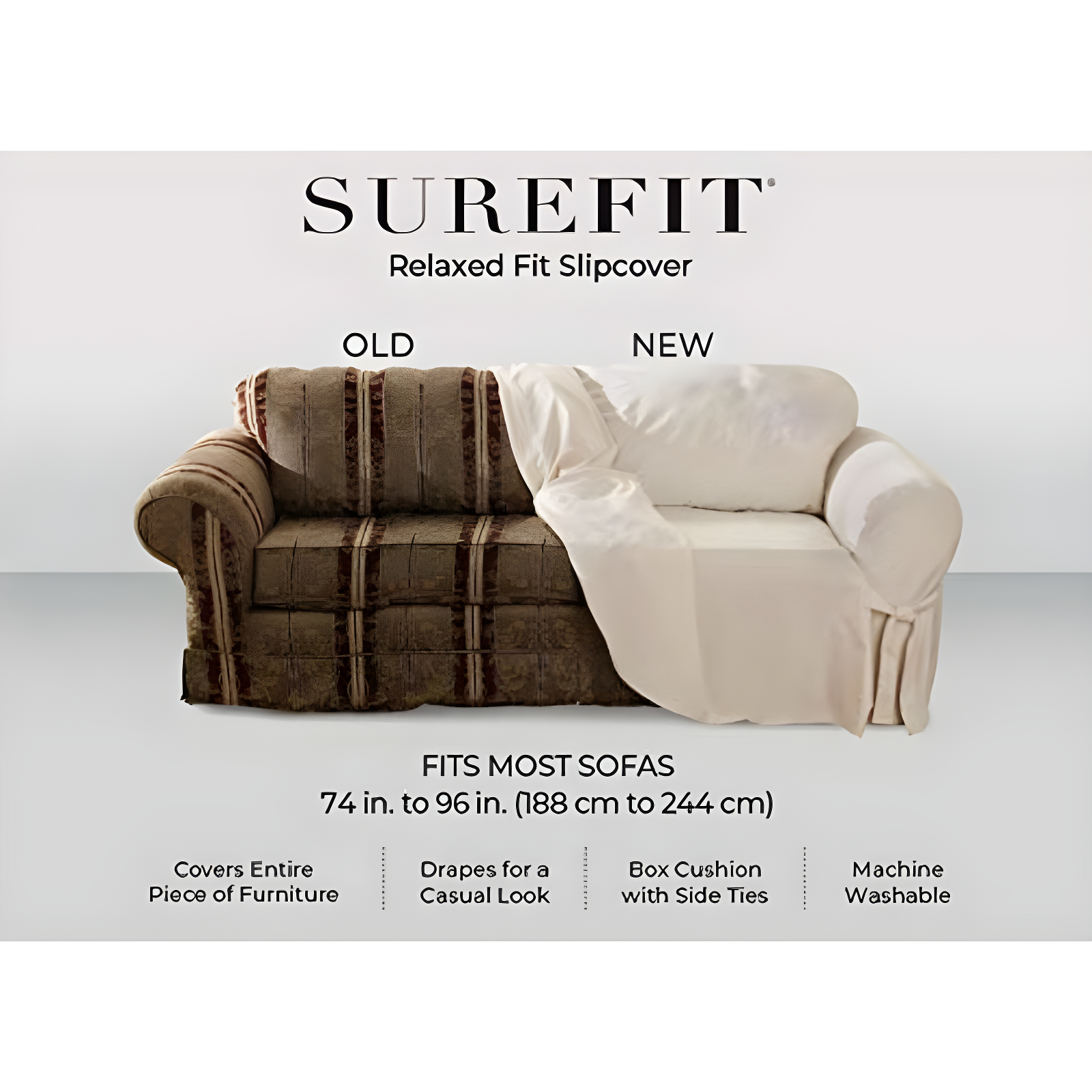 Sure Fit Soft Suede Box Cushion Sofa Slipcover