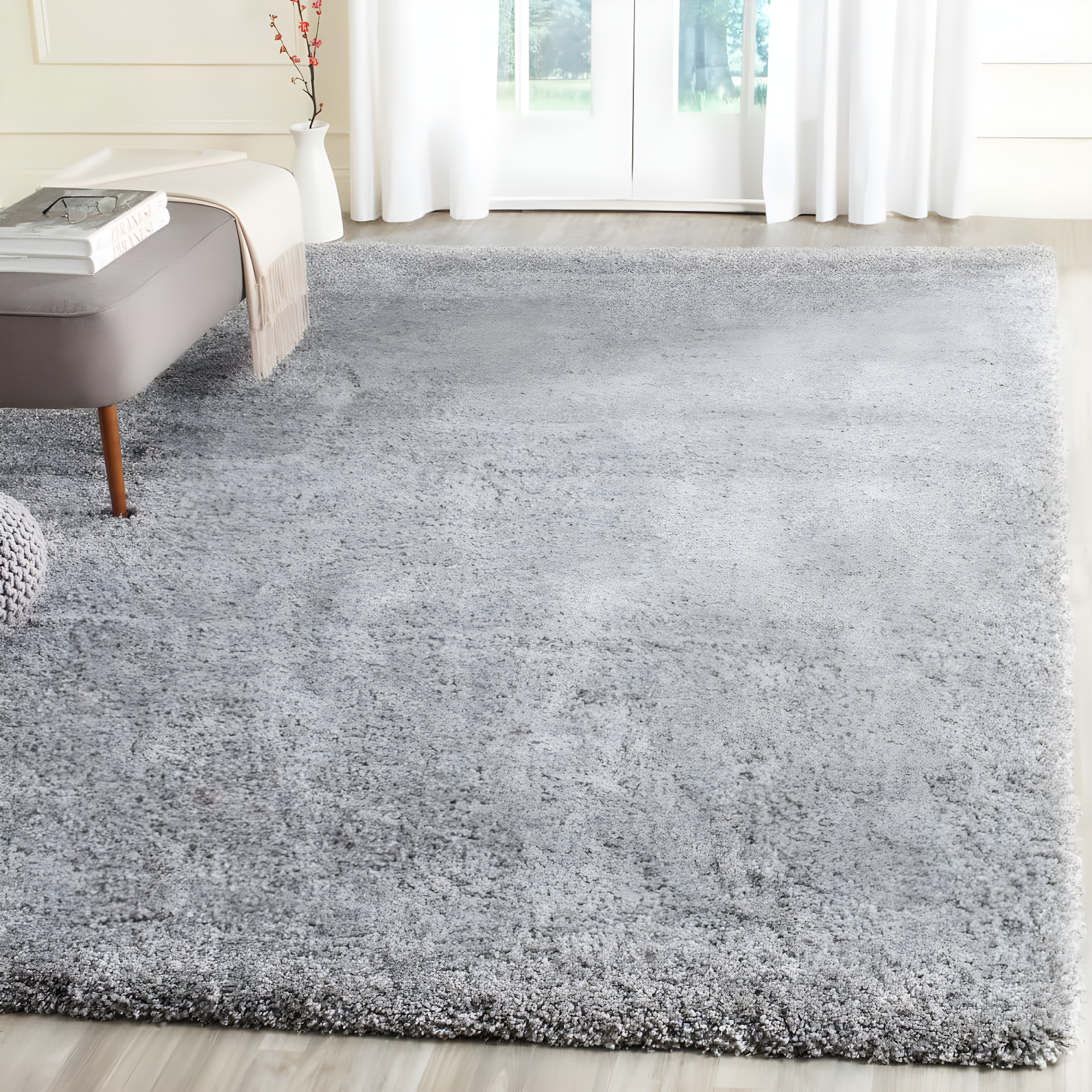 Shag SG151 Power Loomed Indoor Area Rug - Silver - 8'x10' - Safavieh.
