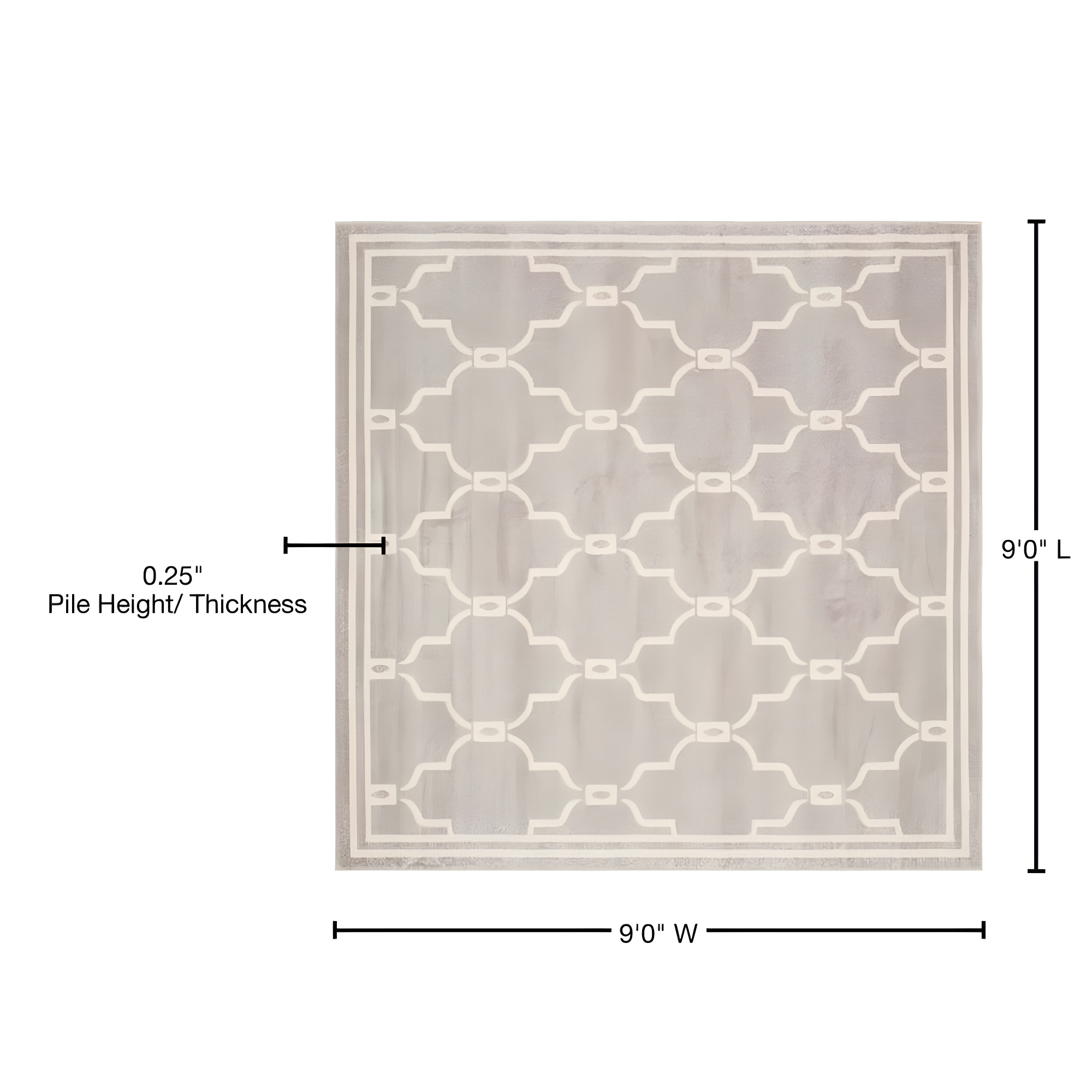 Amherst AMT414 Power Loomed Indoor Area Rug - Light Grey/Ivory - 9'x9' - Safavieh