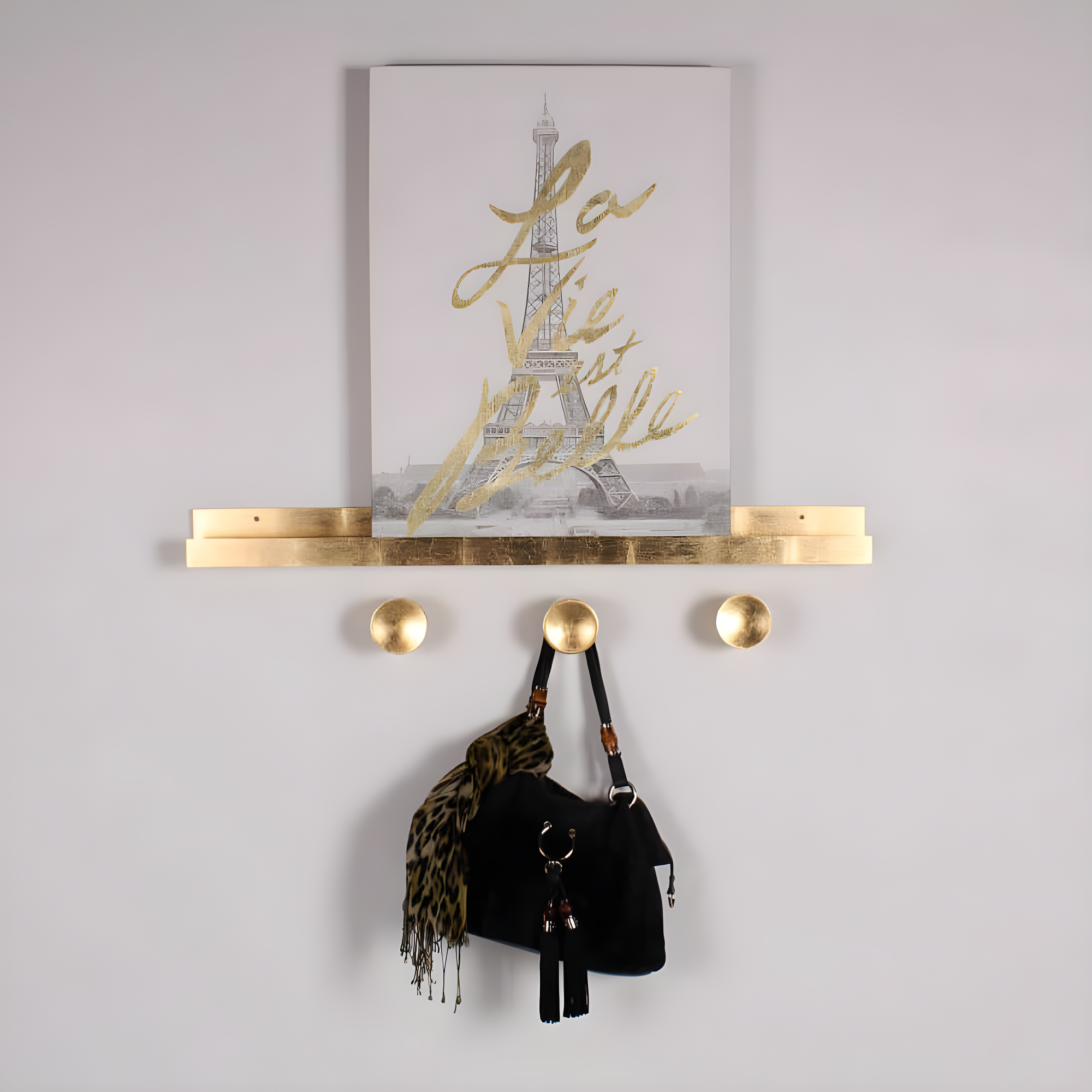 Kate & Laurel All Things Decorative Wall Shelf Gold Decor: Modern Floating Ledge for Photos & Art Display, 42" Long