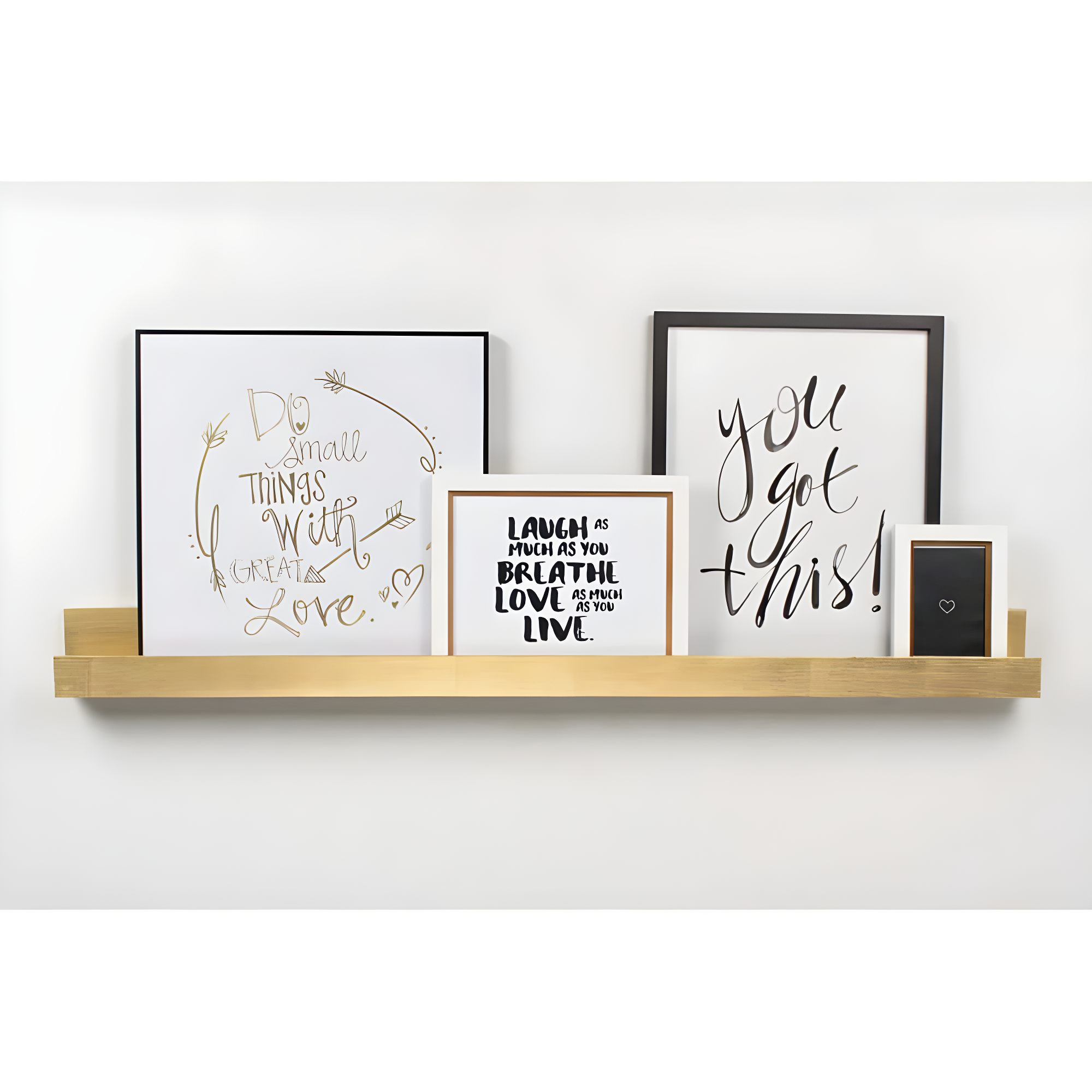 Kate & Laurel All Things Decorative Wall Shelf Gold Decor: Modern Floating Ledge for Photos & Art Display, 42" Long