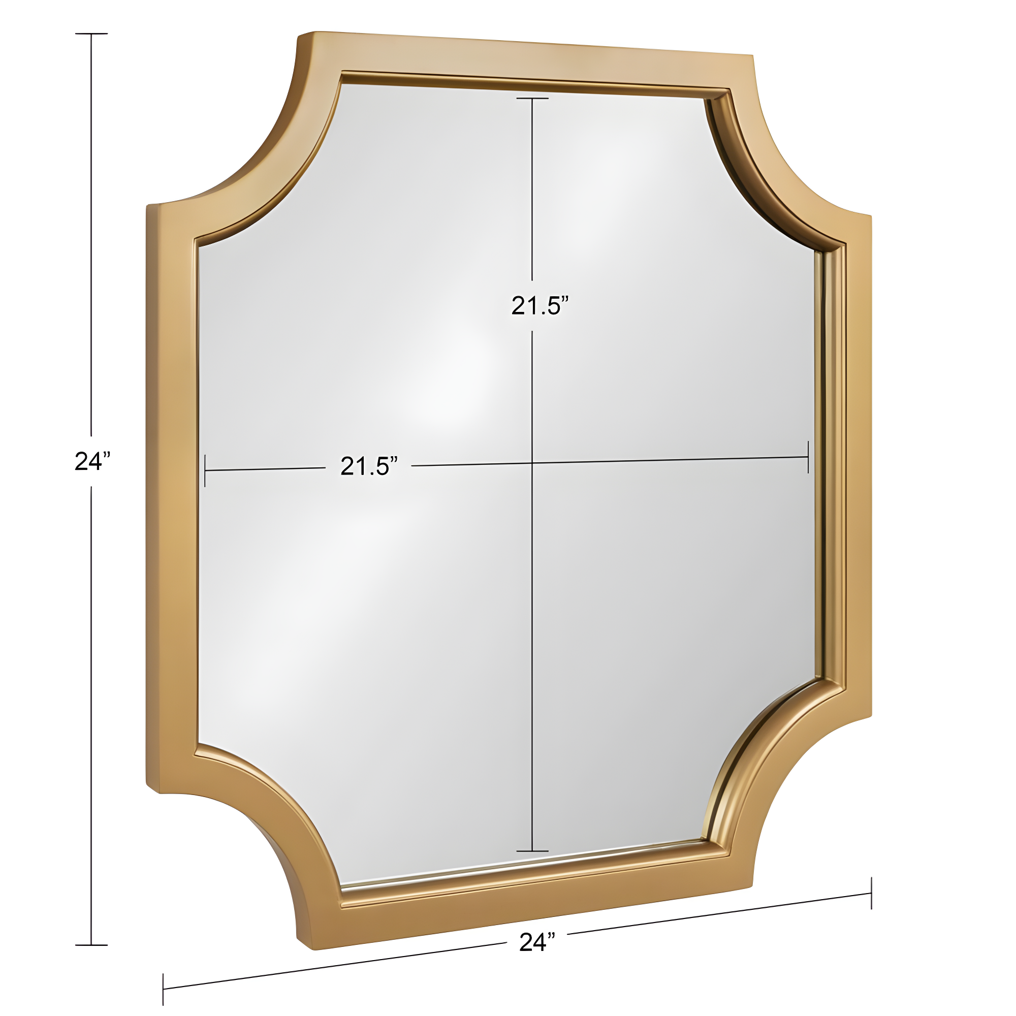 Kate & Laurel All Things Decor 24"x24" Hogan Framed Scallop Wall Mirror Gold: Modern Square No Assembly Required