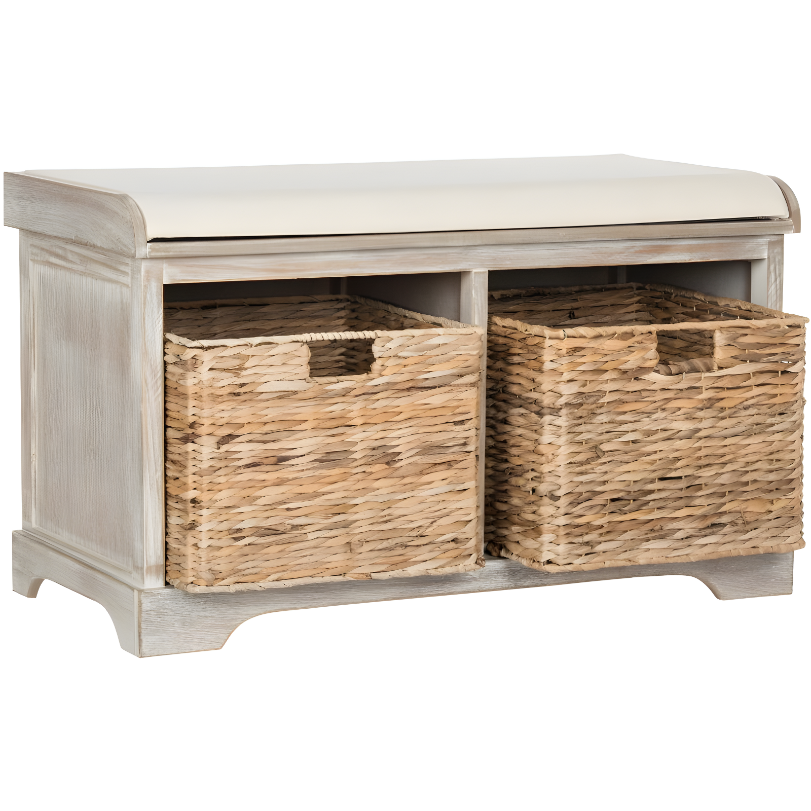 Freddy Wicker Storage Bench - AMH5736 - White Wash - Safavieh