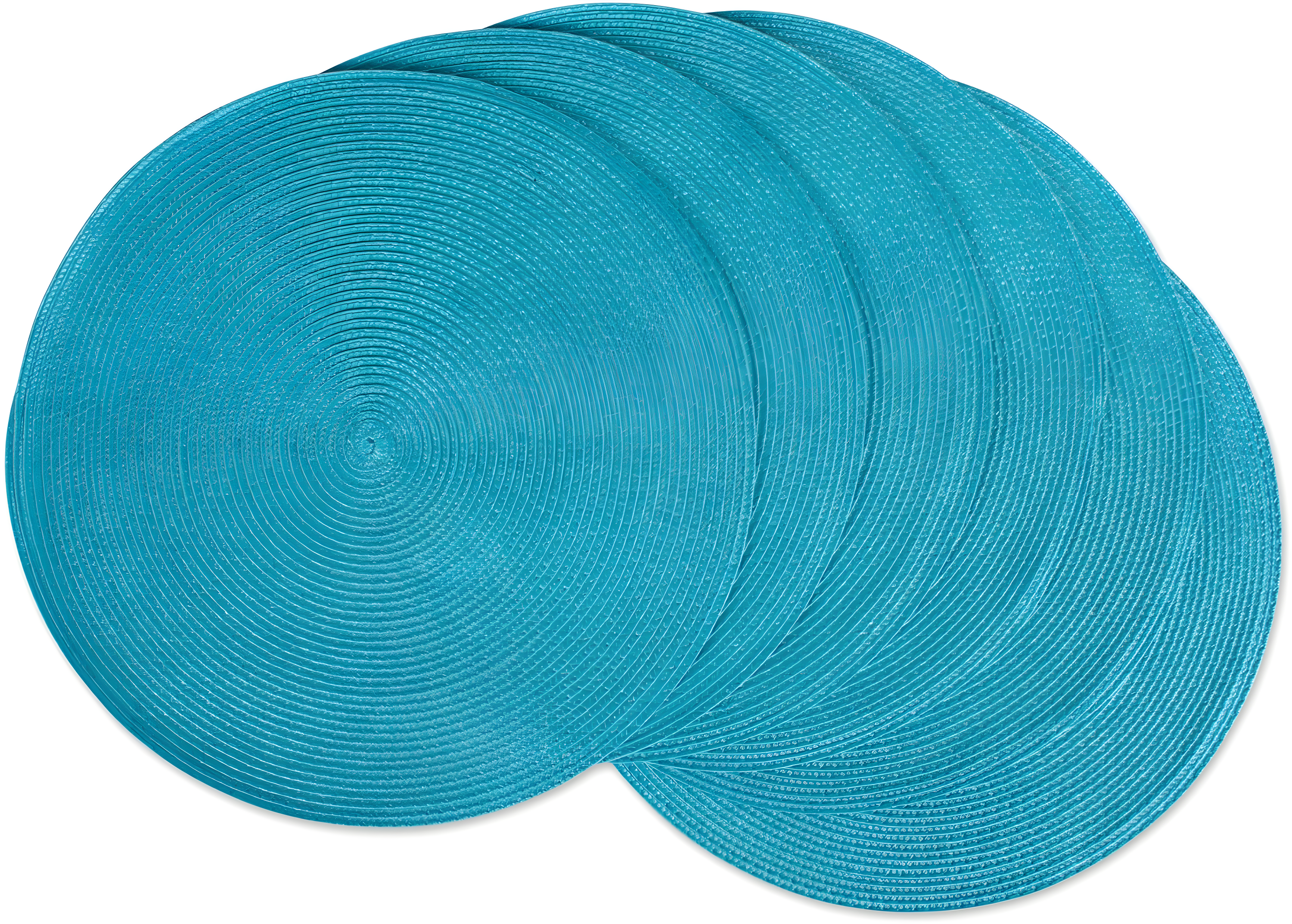 Aqua Woven Round Placemats Set of 6, 14.75"