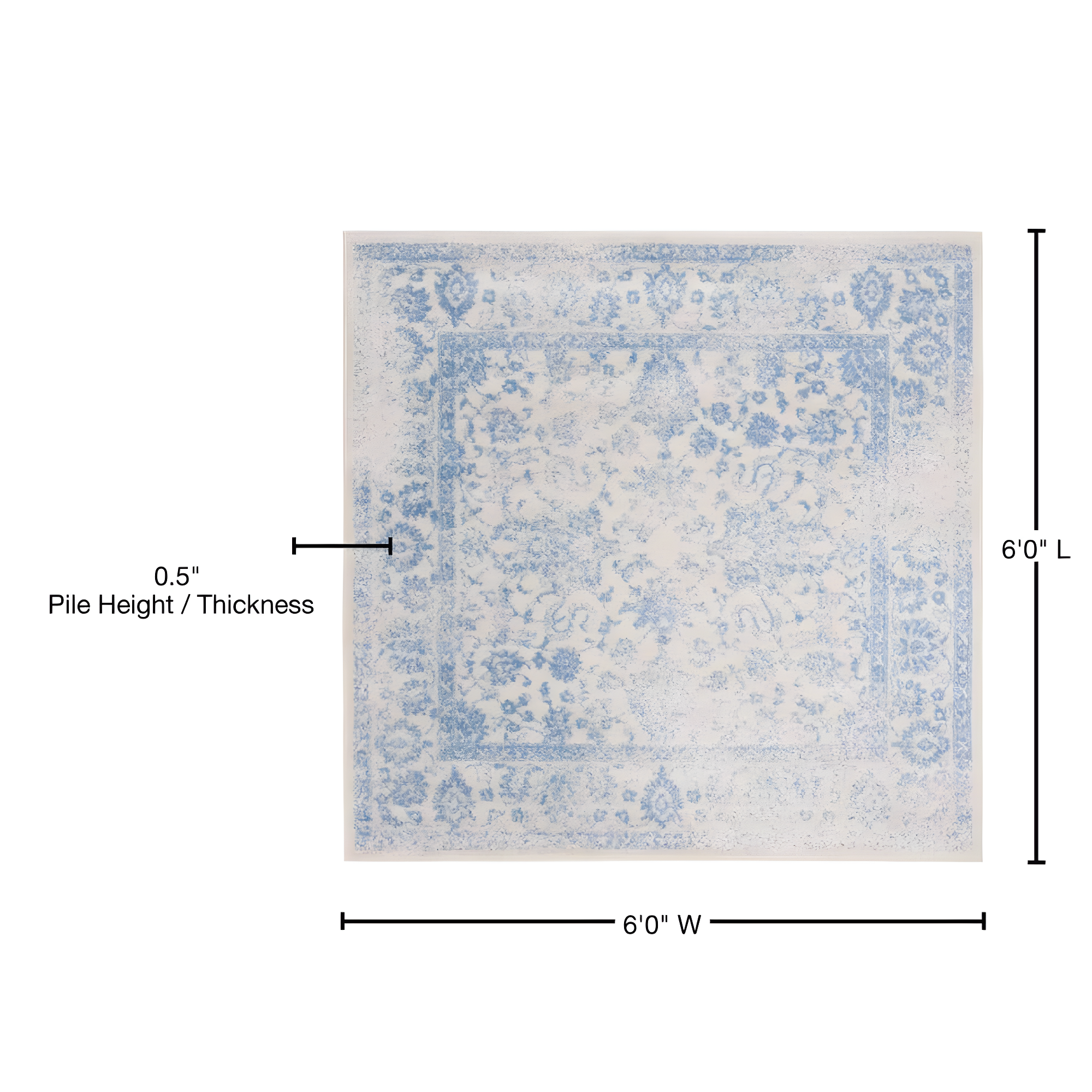 Adirondack ADR109 Machine Made Indoor Area Rug - Ivory/Light Blue - 6'x6' - Safavieh