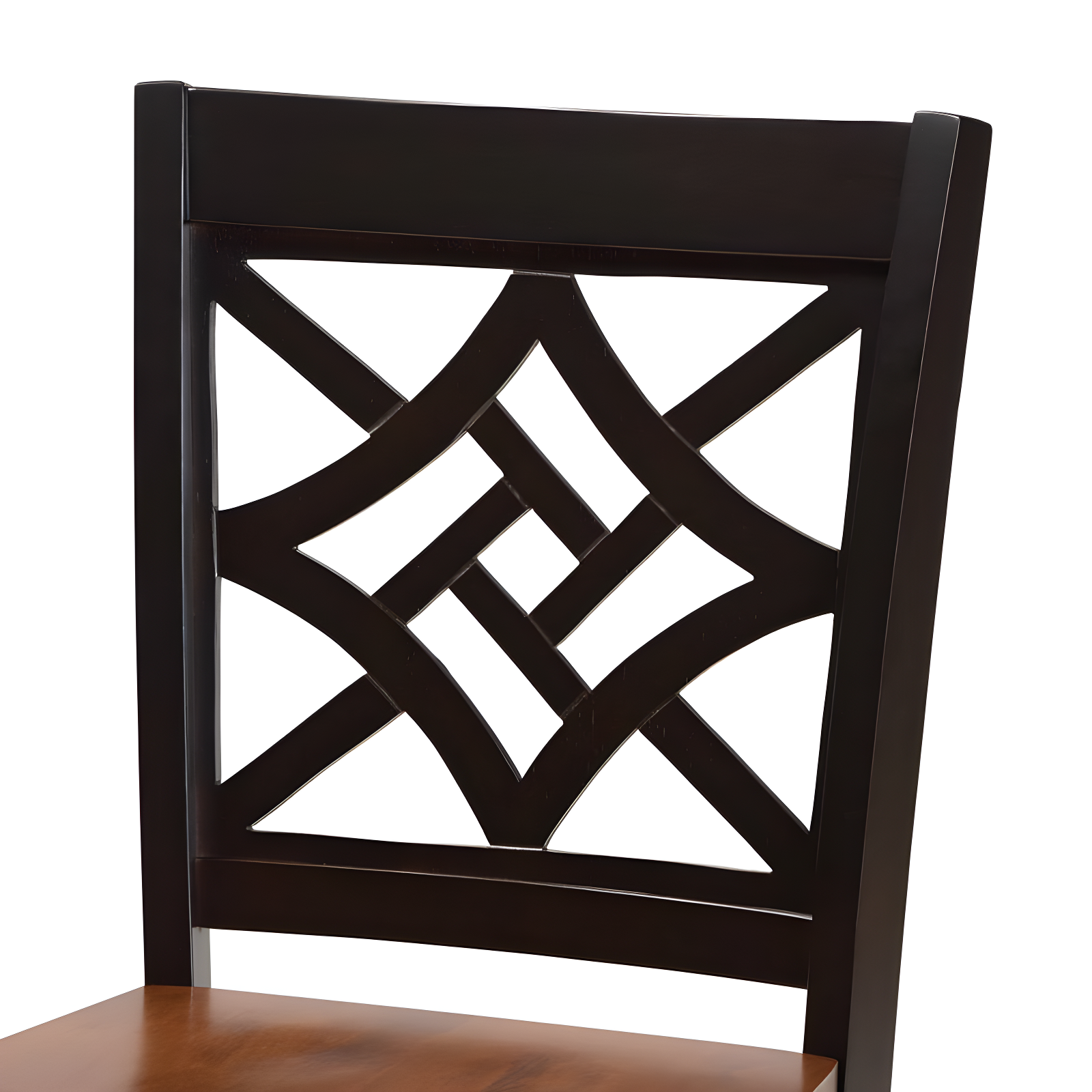 2pc Nicolette Two-Toned Wood Counter Height Barstools Brown/Walnut - Baxton Studio: Elegant Cut-Out Design, Polyester Upholstery