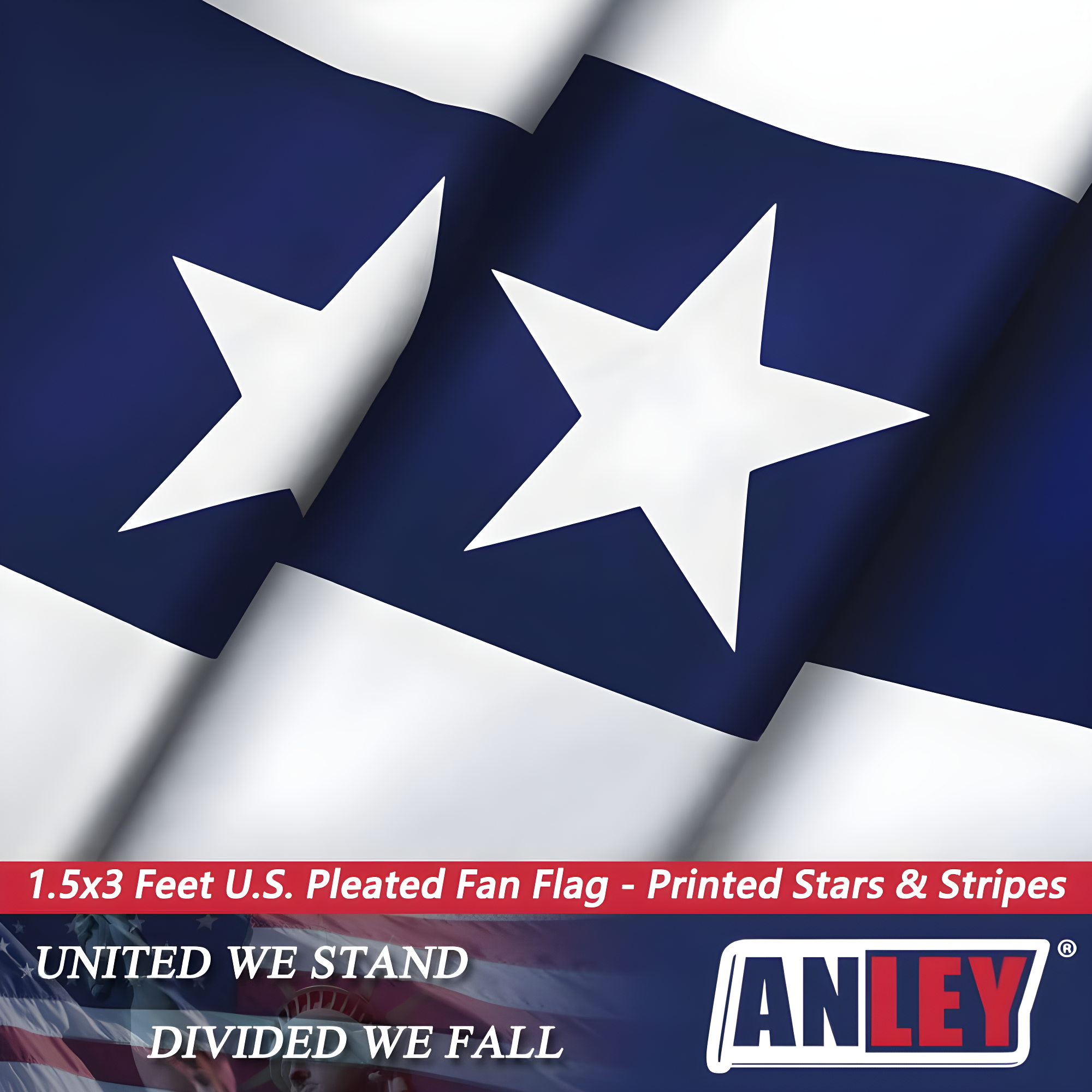 ANLEY USA Pleated Fan Flag, 1.5x3 ft American US Bunting Flag (Set of 2)