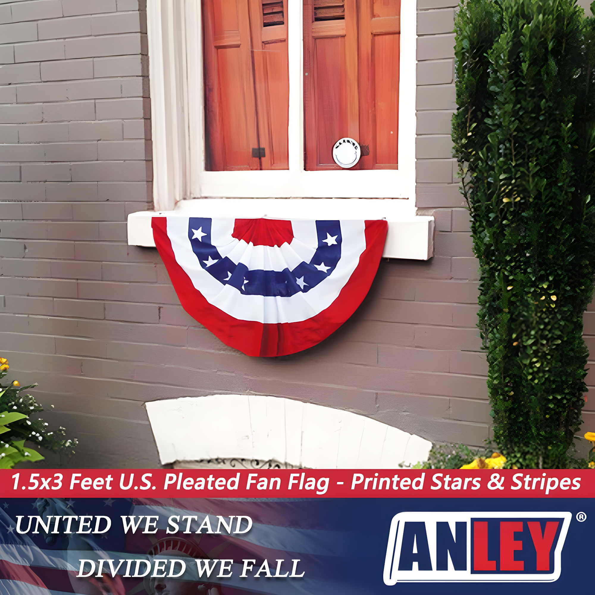 ANLEY USA Pleated Fan Flag, 1.5x3 ft American US Bunting Flag (Set of 2)