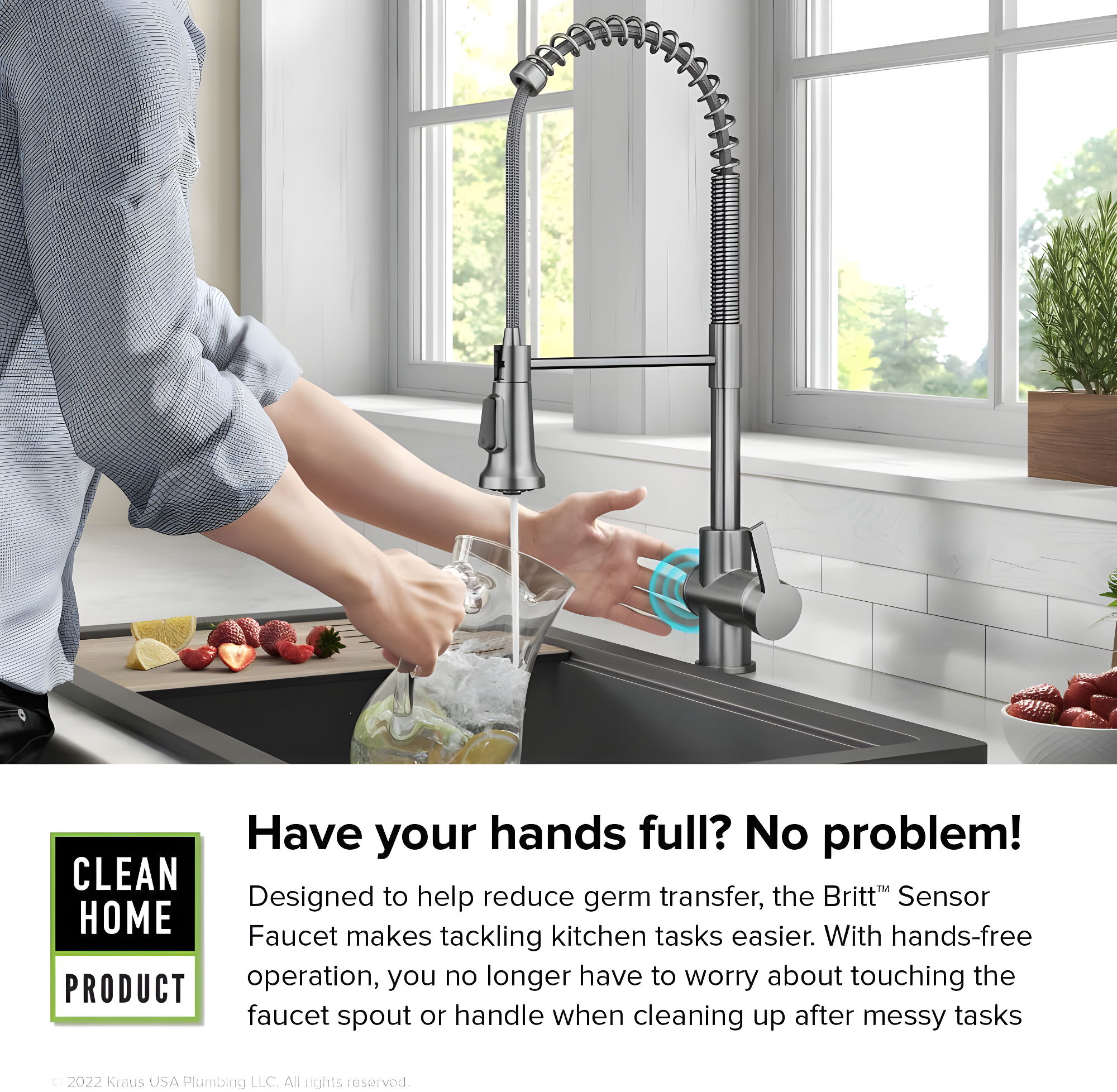 KRAUS Britt Touchless Sensor Commercial Single Handle Pull Down Kitchen Faucet