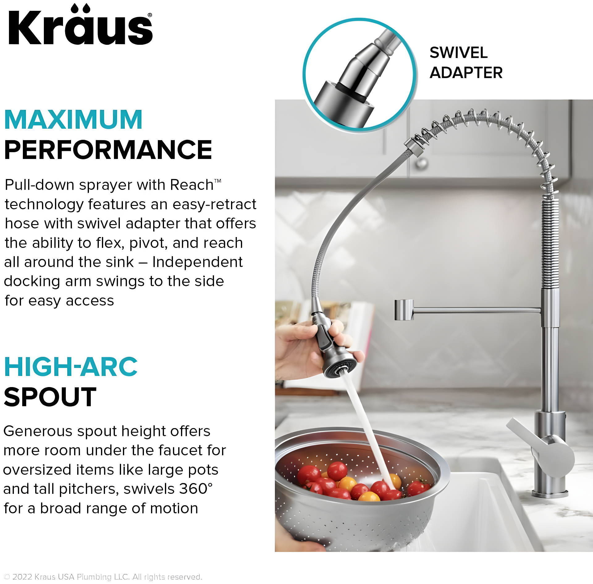 KRAUS Britt Touchless Sensor Commercial Single Handle Pull Down Kitchen Faucet