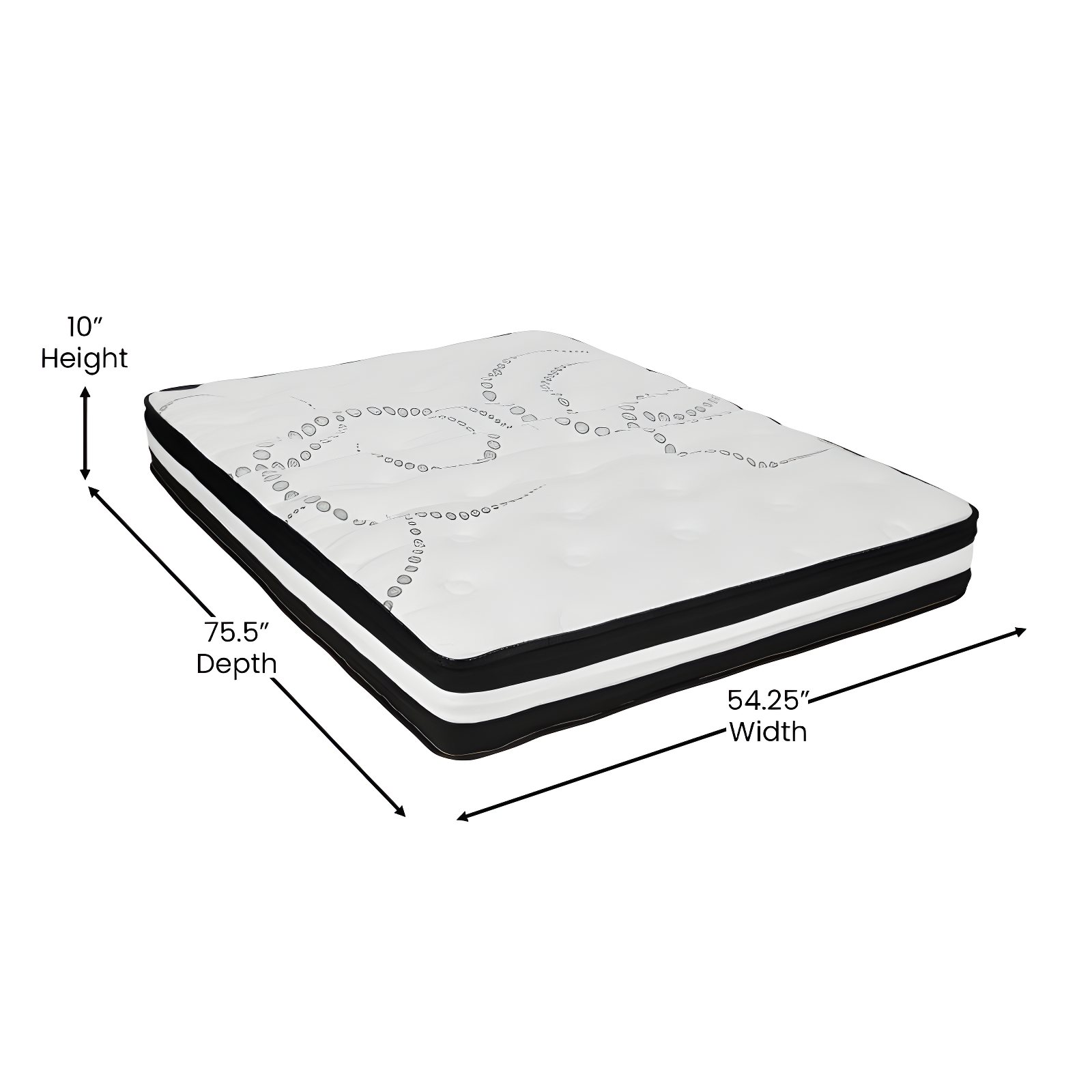 Merrick Lane 10 Inch Hybrid Full Size Mattress CertiPUR-US Certified Foam & Pocket Spring Mattress in a Box