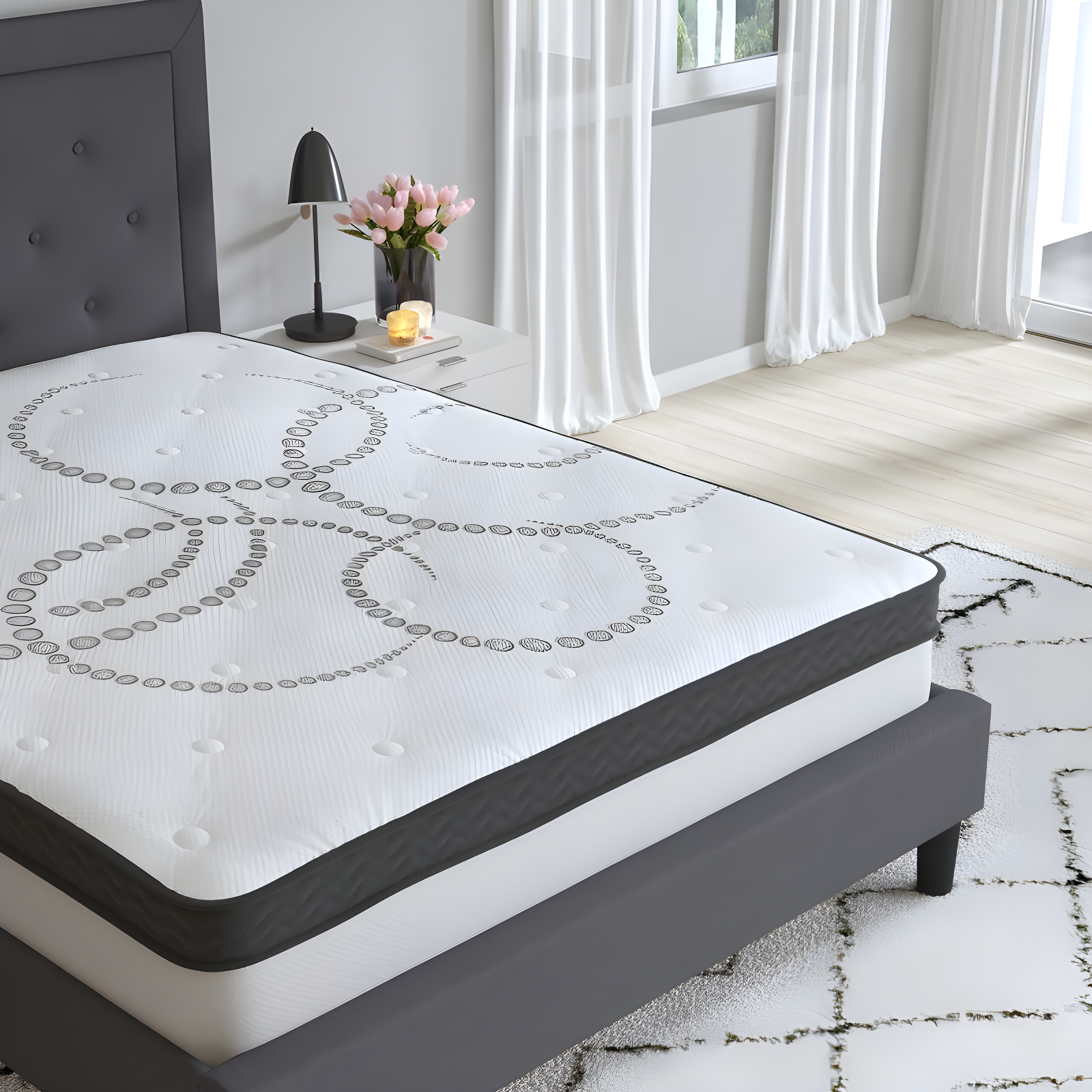 Merrick Lane 10 Inch Hybrid Full Size Mattress CertiPUR-US Certified Foam & Pocket Spring Mattress in a Box