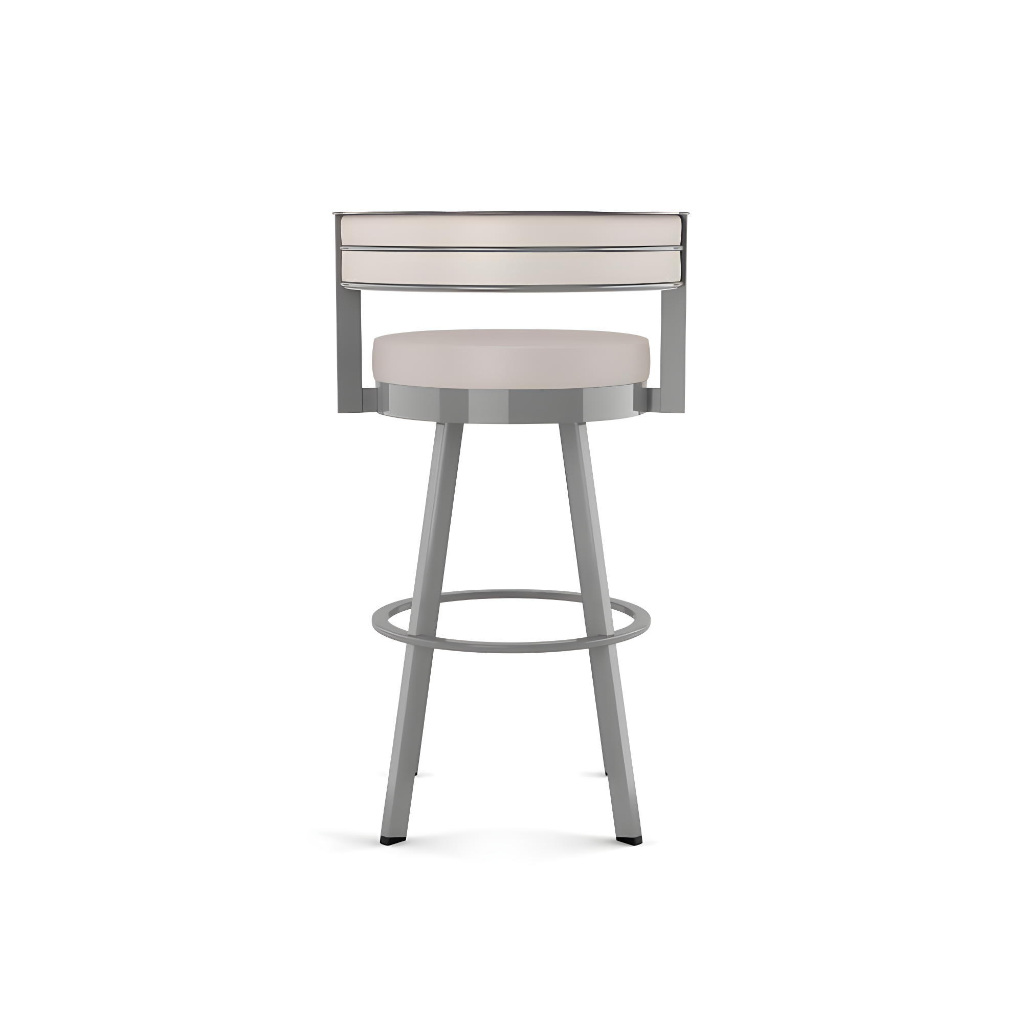 Amisco Browser 26 In. Swivel Counter Stool - Cream Faux Leather / Metallic Grey Metal