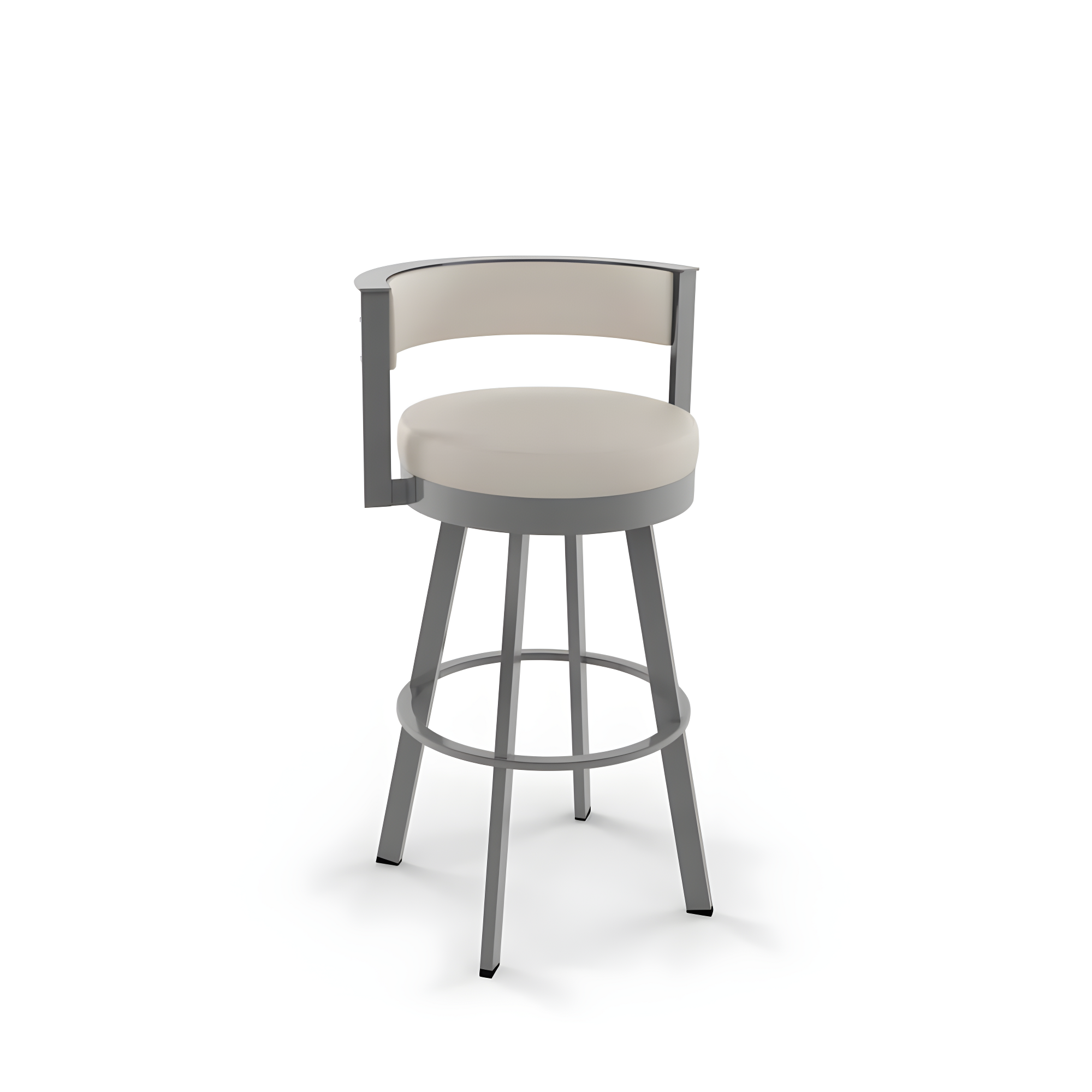 Amisco Browser 26 In. Swivel Counter Stool - Cream Faux Leather / Metallic Grey Metal