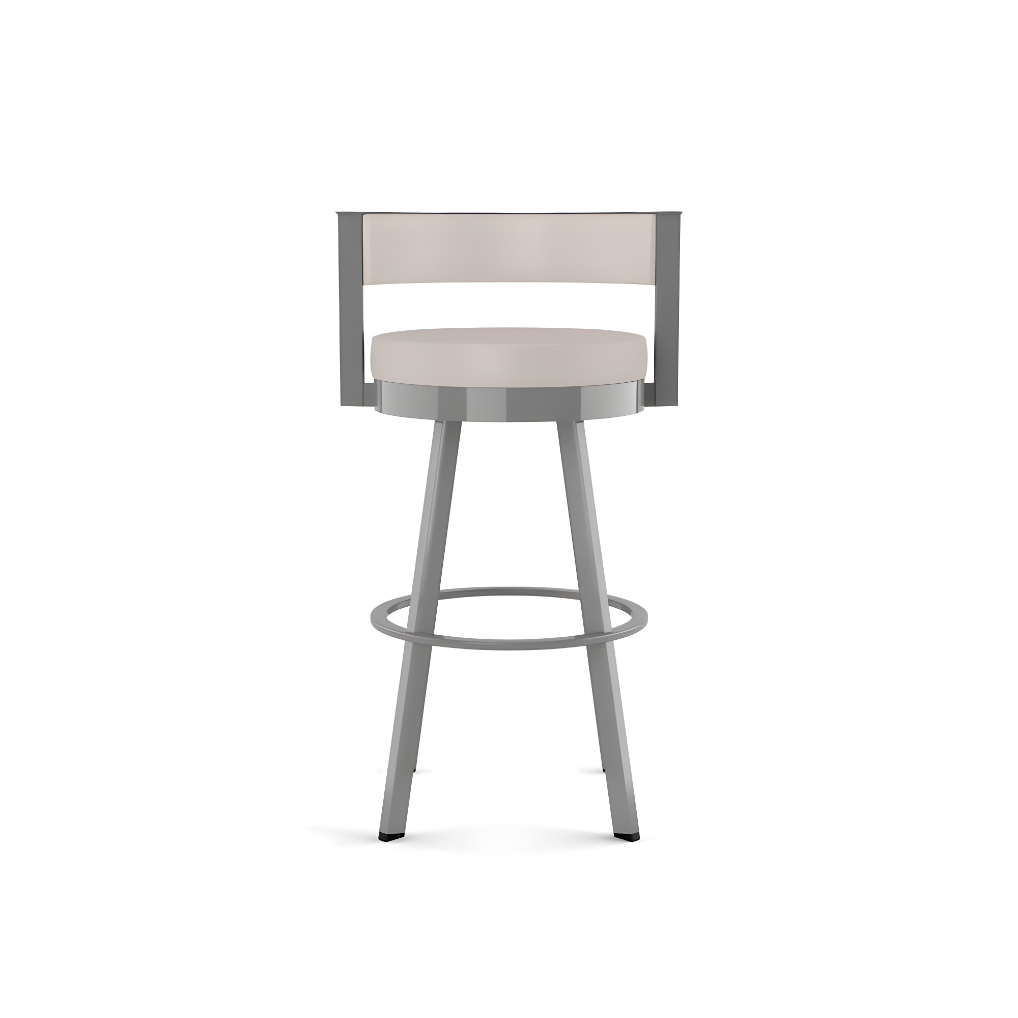 Amisco Browser 26 In. Swivel Counter Stool - Cream Faux Leather / Metallic Grey Metal