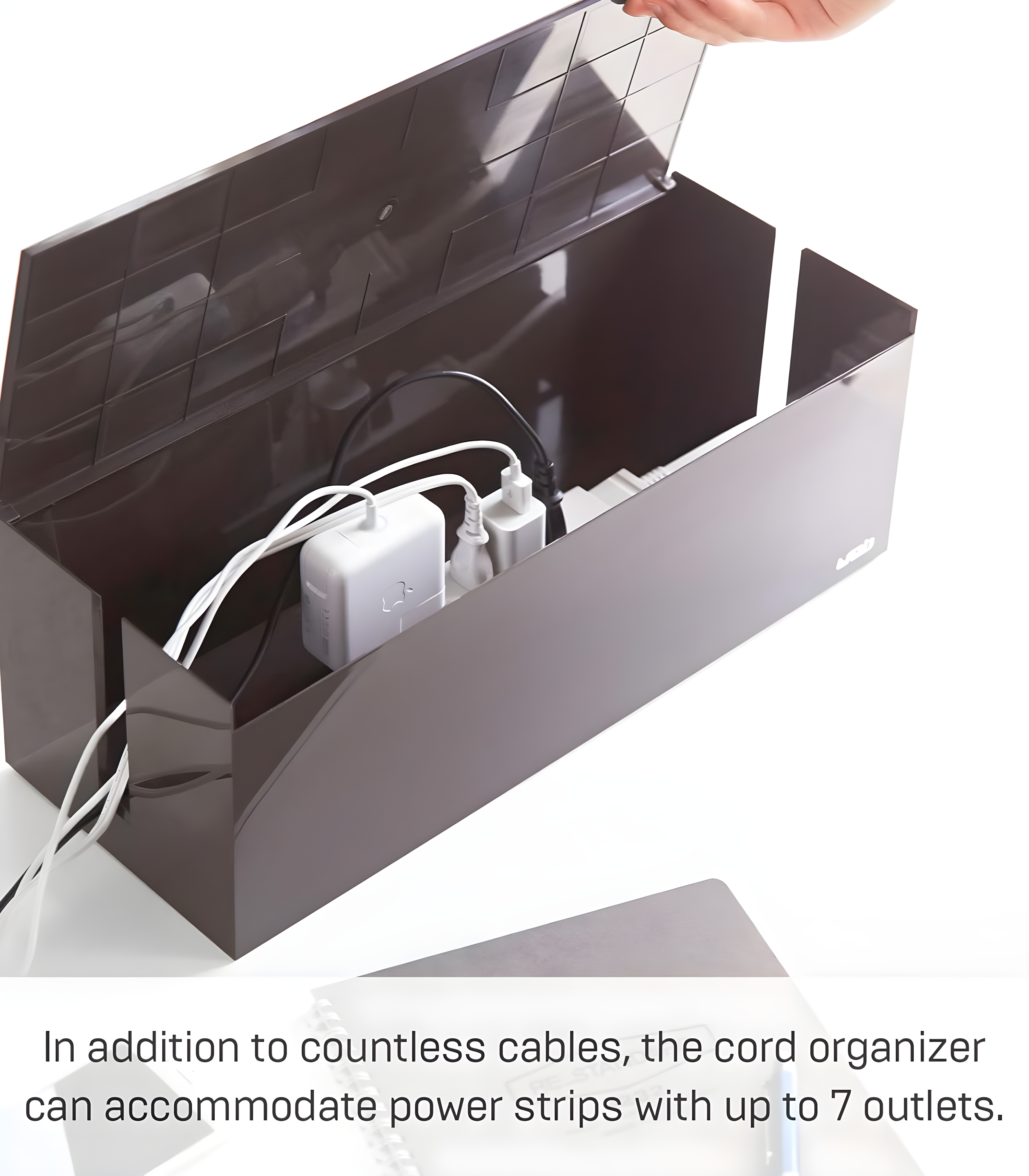 Yamazaki Home Cable Box - Outlet Cord Storage Organizer, Cover Protector, Anti-Slip Rubber Feet