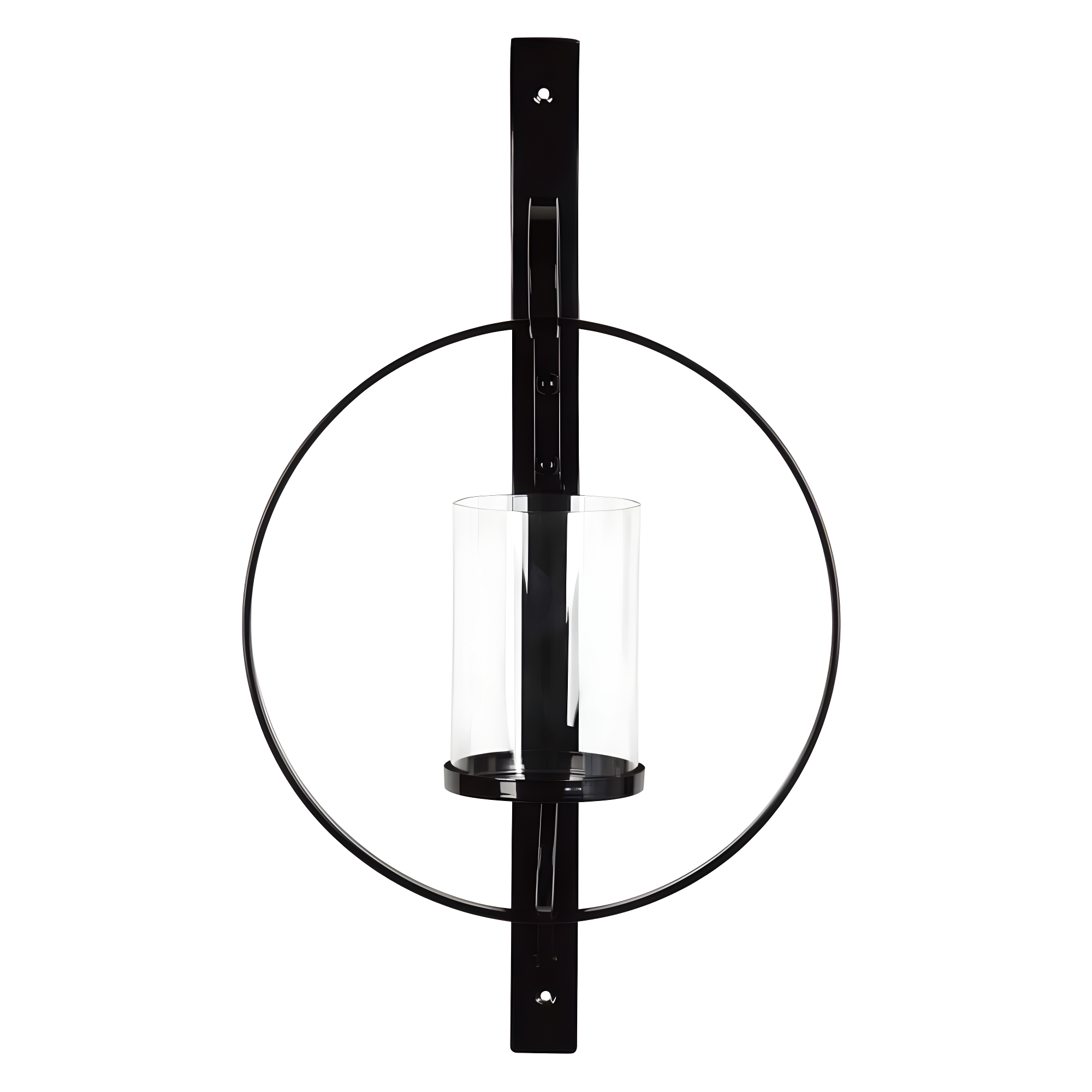 Kate and Laurel Doria Round Metal Wall Sconce, 12x22, Black