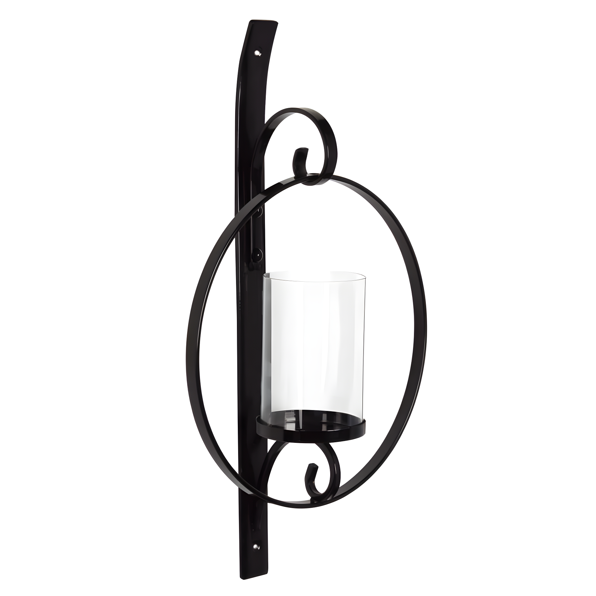 Kate and Laurel Doria Round Metal Wall Sconce, 12x22, Black
