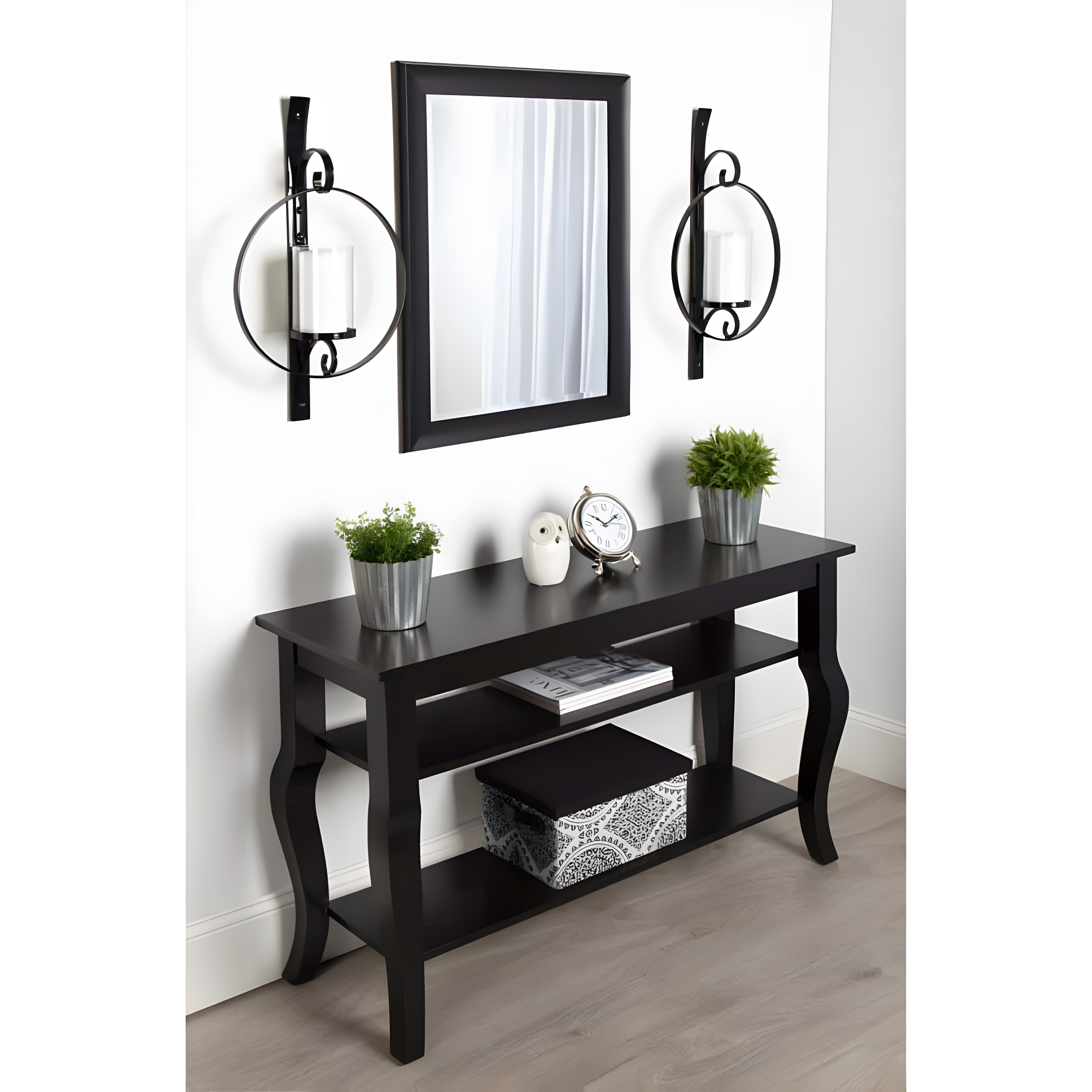 Kate and Laurel Doria Round Metal Wall Sconce, 12x22, Black