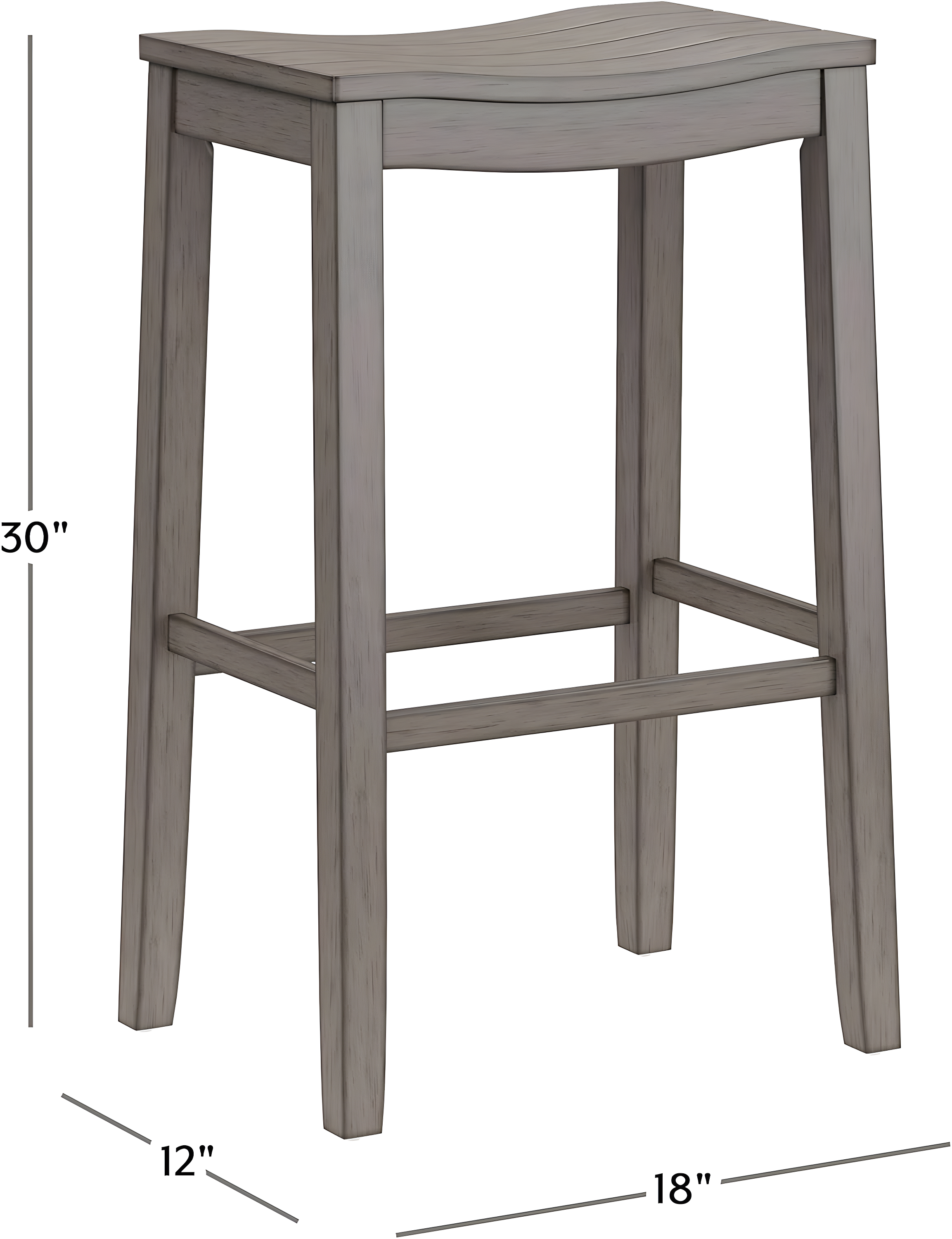 Fiddler Backless 30" NonSwivel Barstool Aged Gray: Coastal Charm, Wood Legs - Hillsdale Furniture