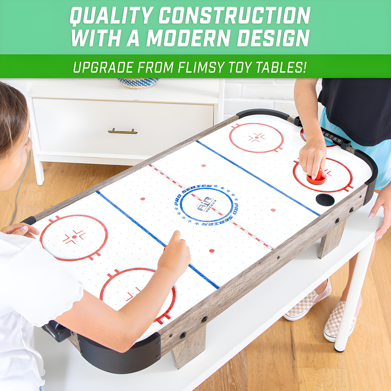 GoSports 40 Inch Table Top Air Hockey Game for Kids - Oak