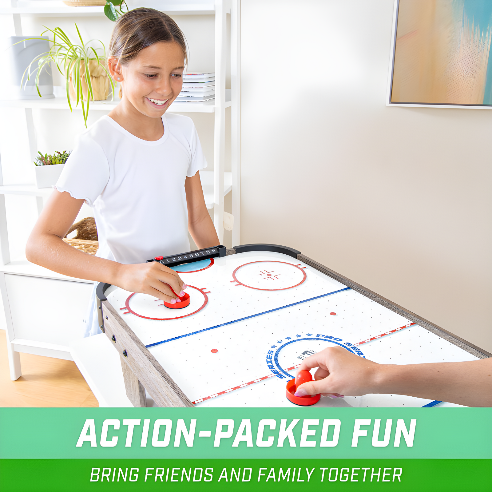 GoSports 40 Inch Table Top Air Hockey Game for Kids - Oak