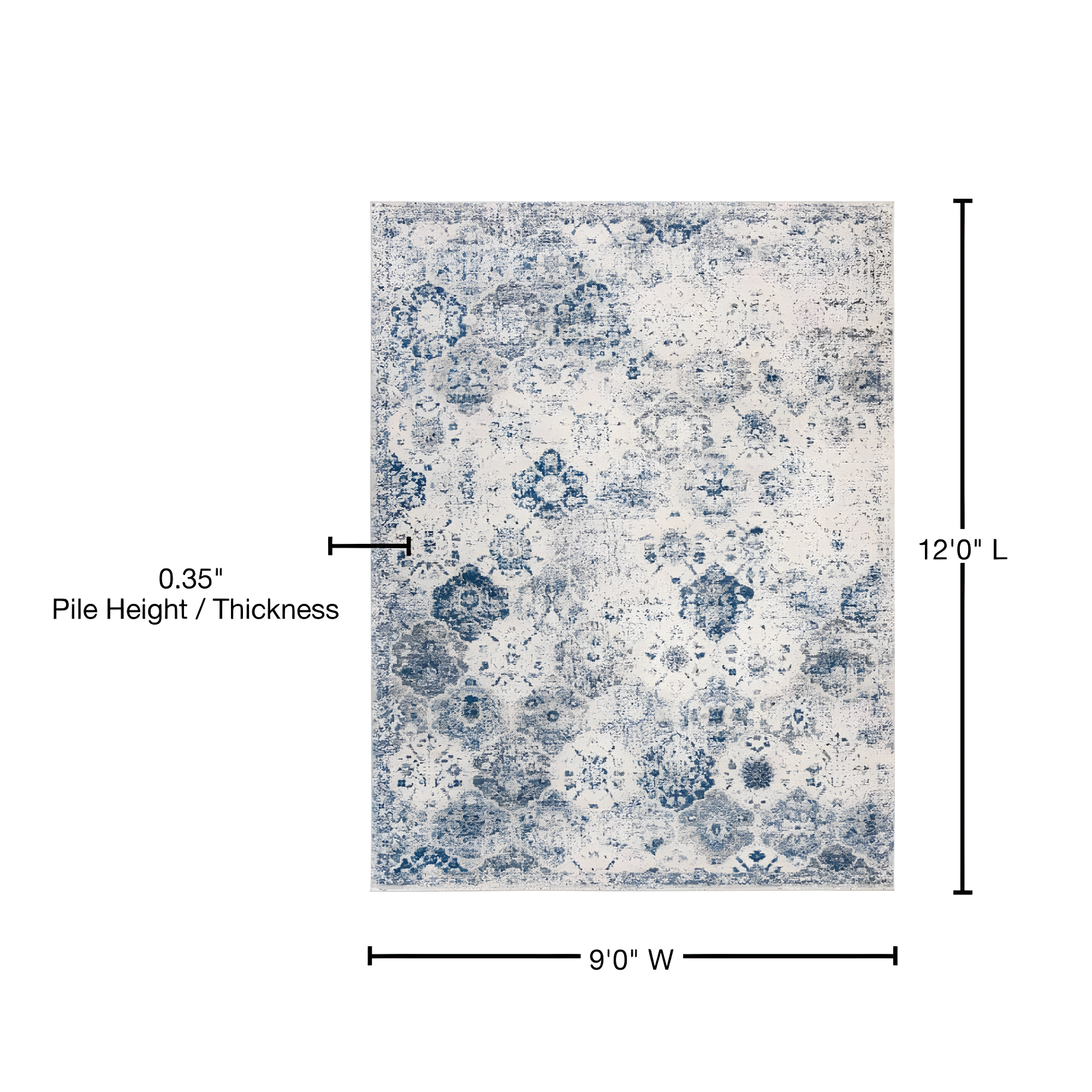 Madison MAD611 Power Loomed Indoor Area Rug - White/Royal Blue - 9'x12' - Safavieh