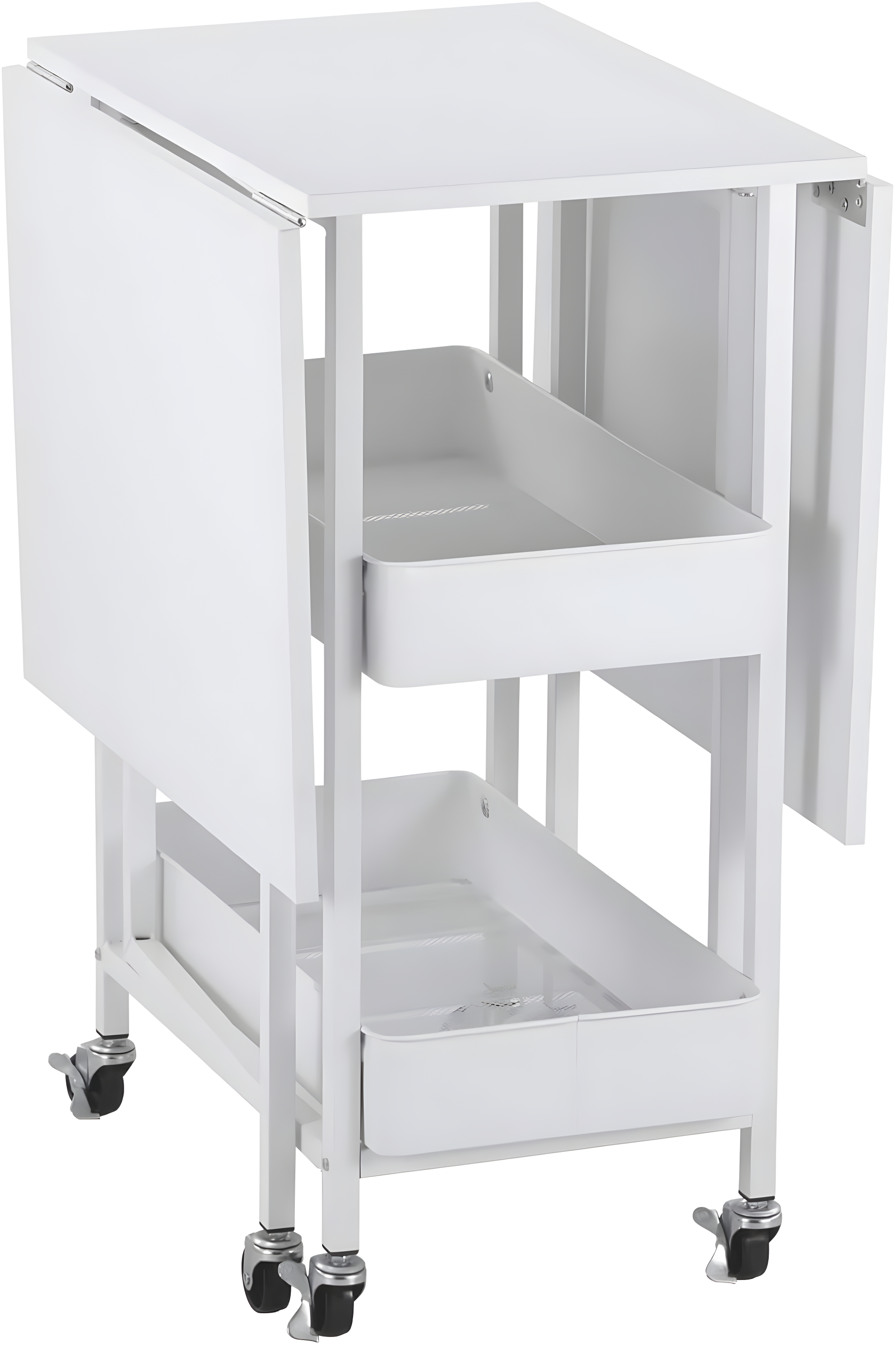 Simply Tidy Kensington White Table Rolling Cart and Extendable Panels Multi-Functional Storage Cart for Home, Office, and Kitchen - 1 Pack