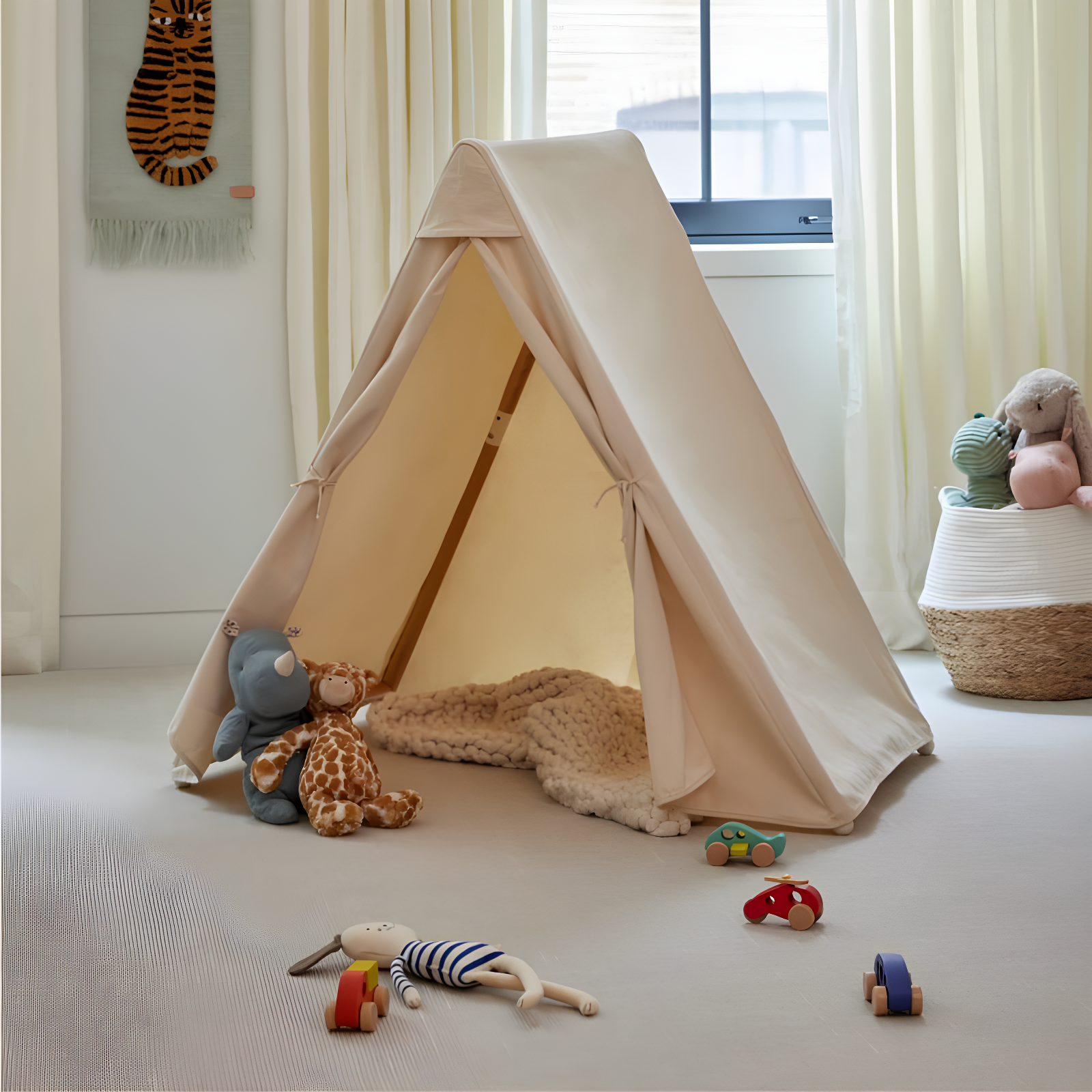 Lalo White Wood and Canvas Toddler Play Tent