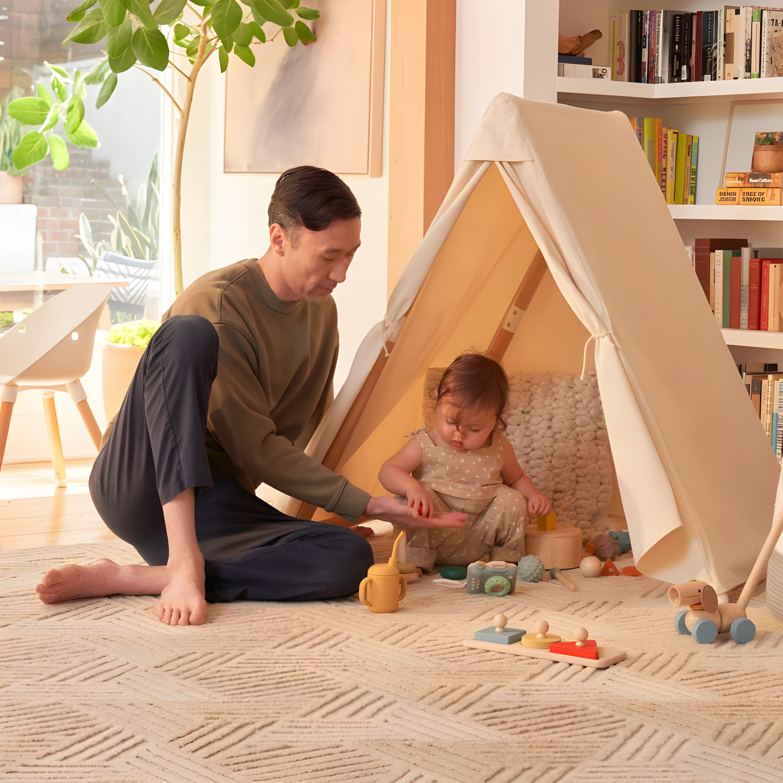 Lalo White Wood and Canvas Toddler Play Tent