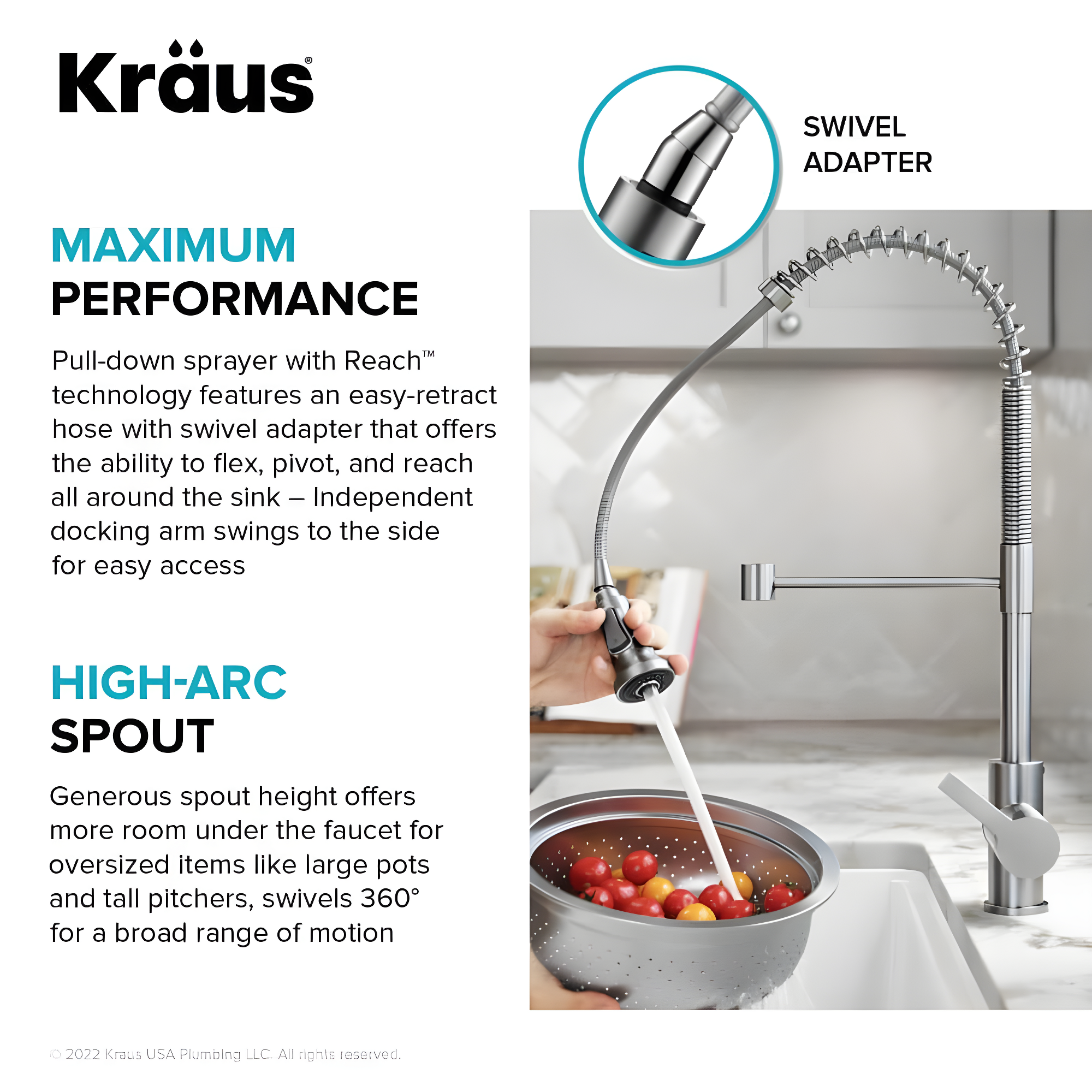 KRAUS Britt Touchless Sensor Commercial Single Handle Pull Down Kitchen Faucet
