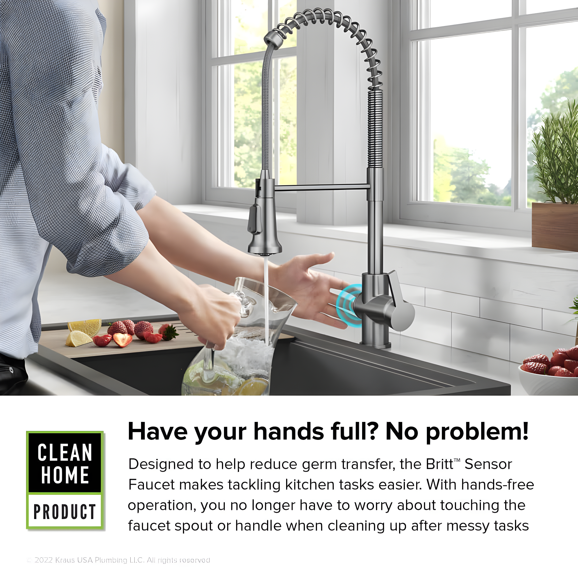 KRAUS Britt Touchless Sensor Commercial Single Handle Pull Down Kitchen Faucet