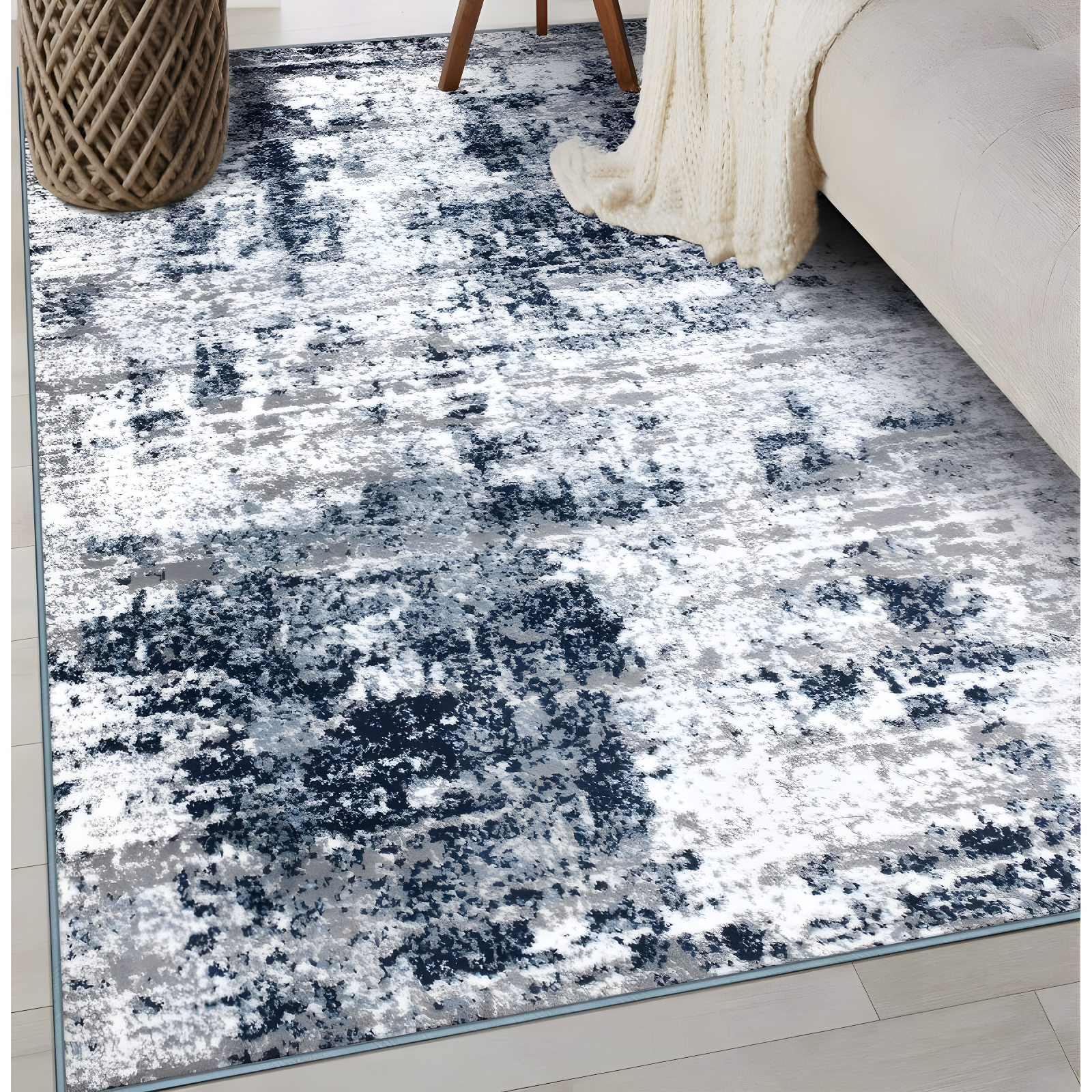 World Rug Gallery Distressed Abstract Blue 3'3" x 5' Area Rug