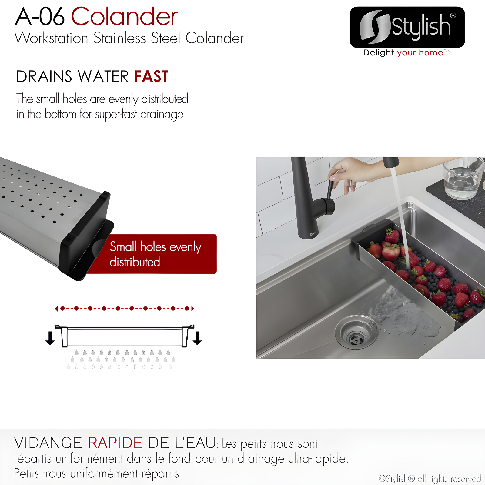 STYLISH Stylish Stainless Steel Workstation Colander