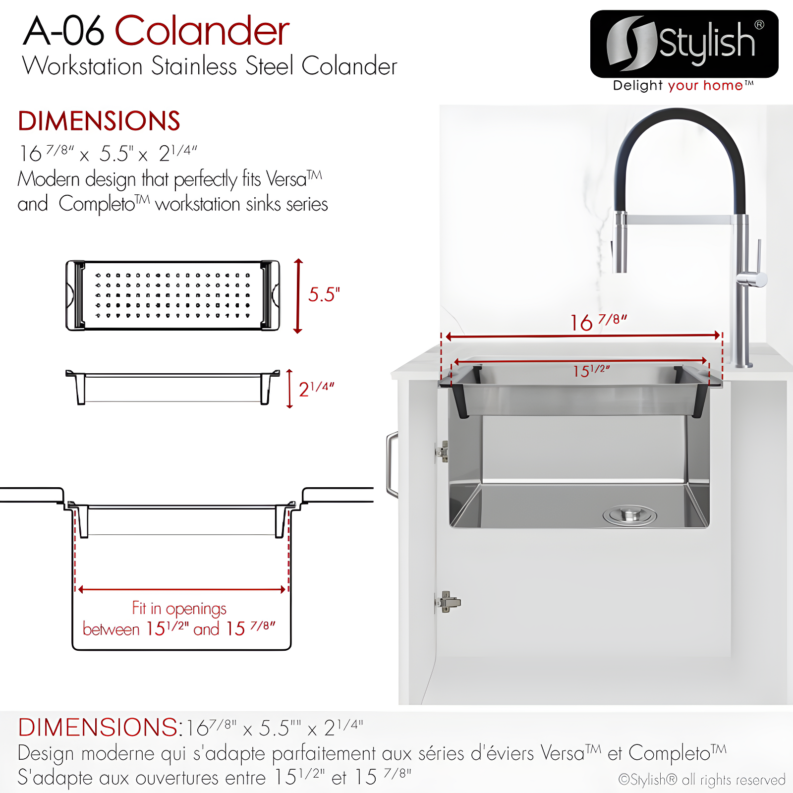 STYLISH Stylish Stainless Steel Workstation Colander