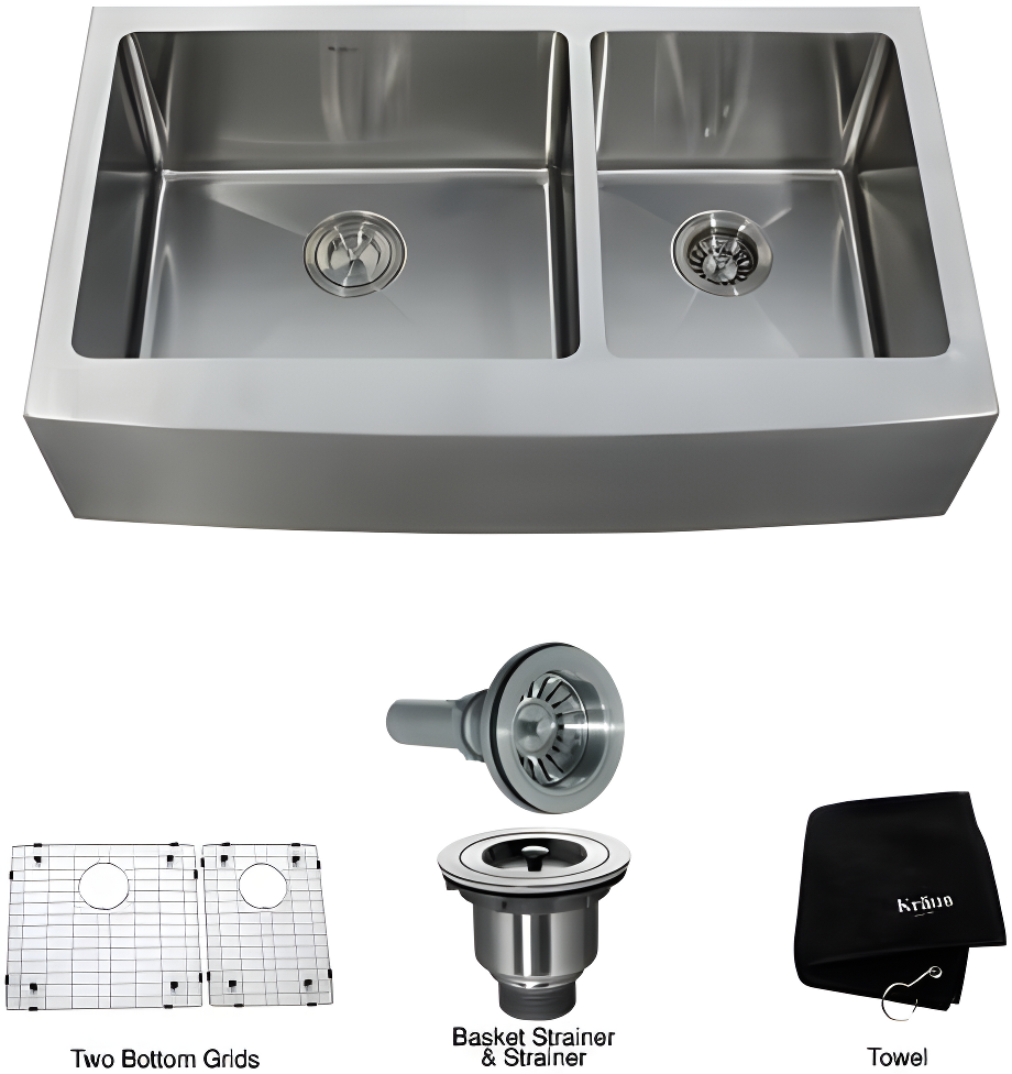 KRAUS Standart Pro Apron Front Farmhouse 16 Gauge Single Bowl Stainless Steel Kitchen Sink