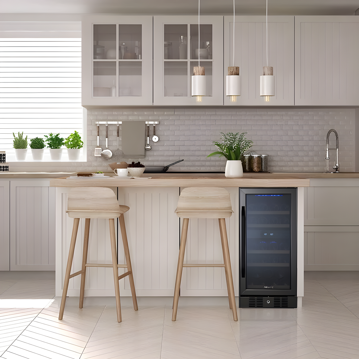 Newair 29 Bottle Stainless Steel Dual Zone Freestanding/Built-In Wine Refrigerator