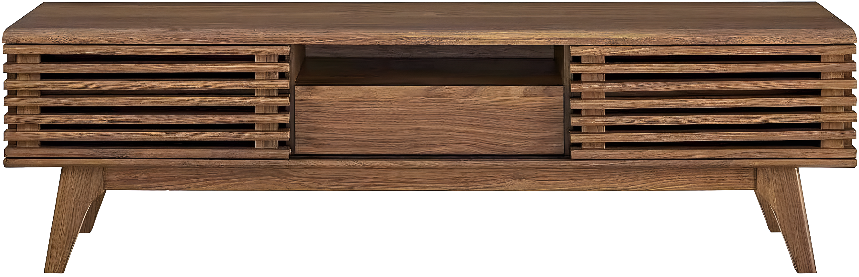 Render TV Stand for TVs up to 59" Walnut - Modway: Mid-Century Media Storage, Sliding Doors