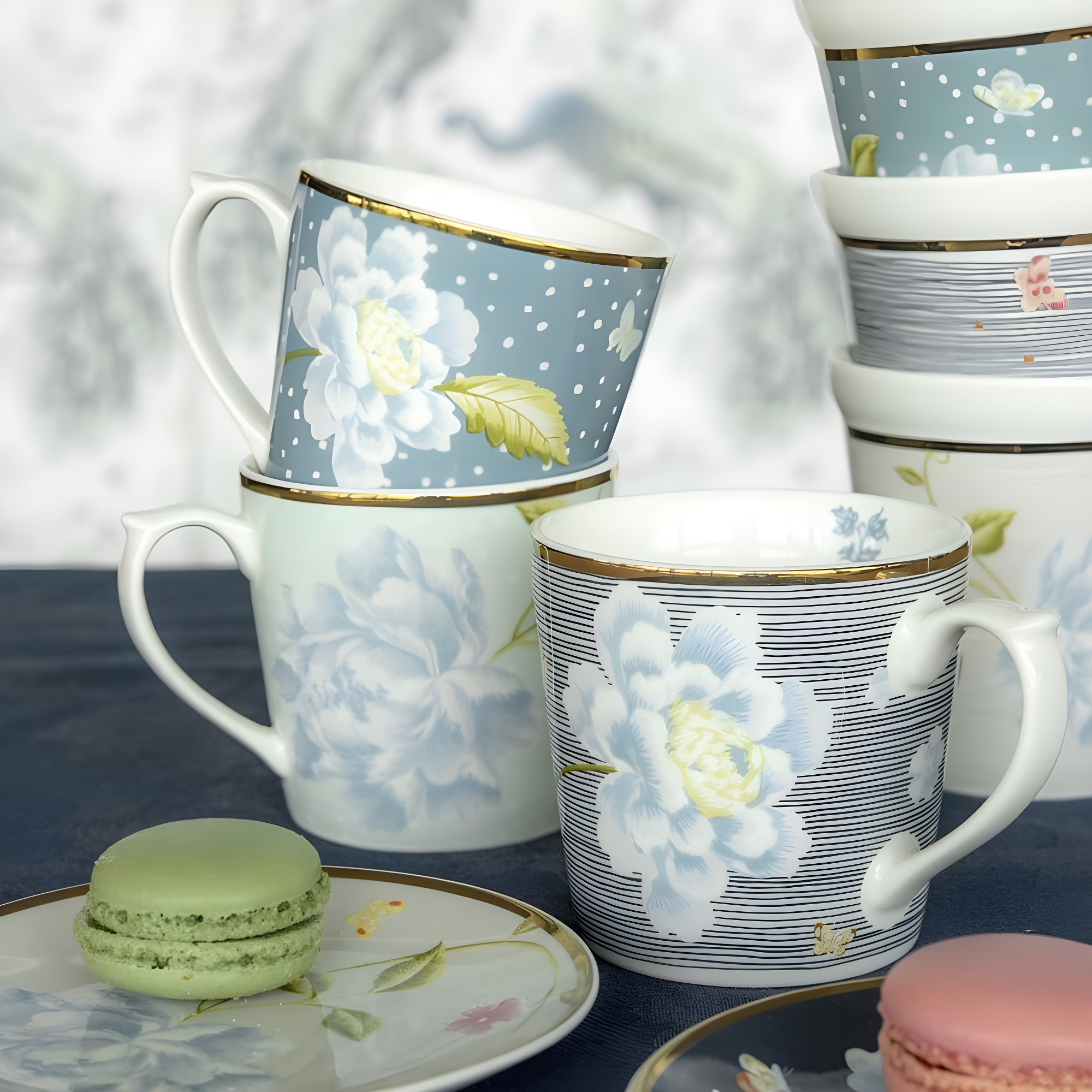 Laura Ashley Heritage Collectables Set/4 Mugs 10.82 Oz Seaspray Uni In Giftbox (Set of 4)