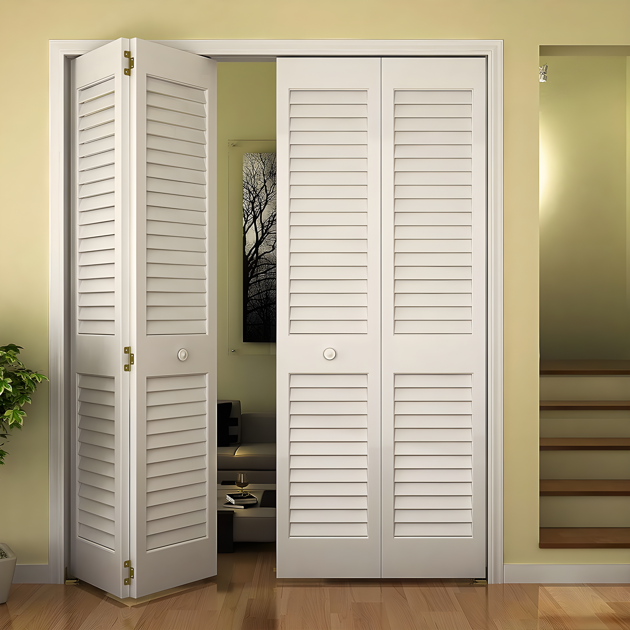 Kimberly Bay Louvered Wood Painted Plantation Bi-Fold Door