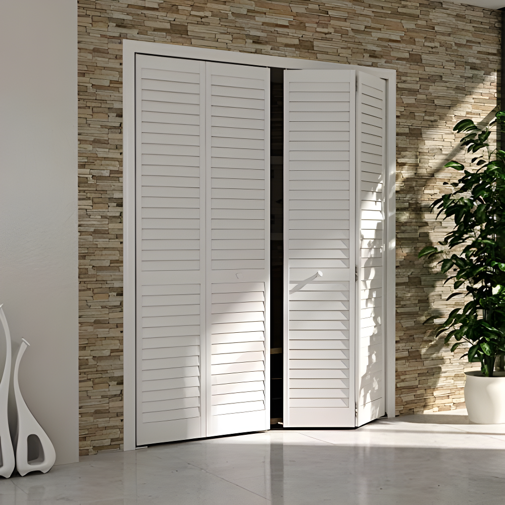 Kimberly Bay Louvered Wood Painted Plantation Bi-Fold Door