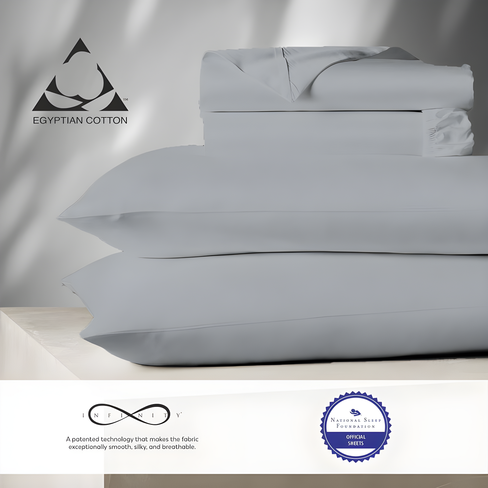King 1000 Thread Count Cotton Solid Sheet Set Silver - Aireolux